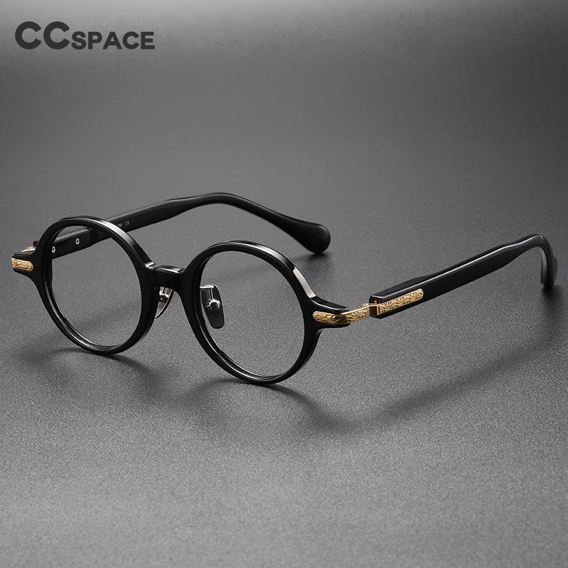 CCspace Unisex Full Rim Round Acetate Eyeglasses 56385 - Lightweight Retro Frame Glasses for Men & Women - Perfect for Reading, Driving & Fashion Accessories