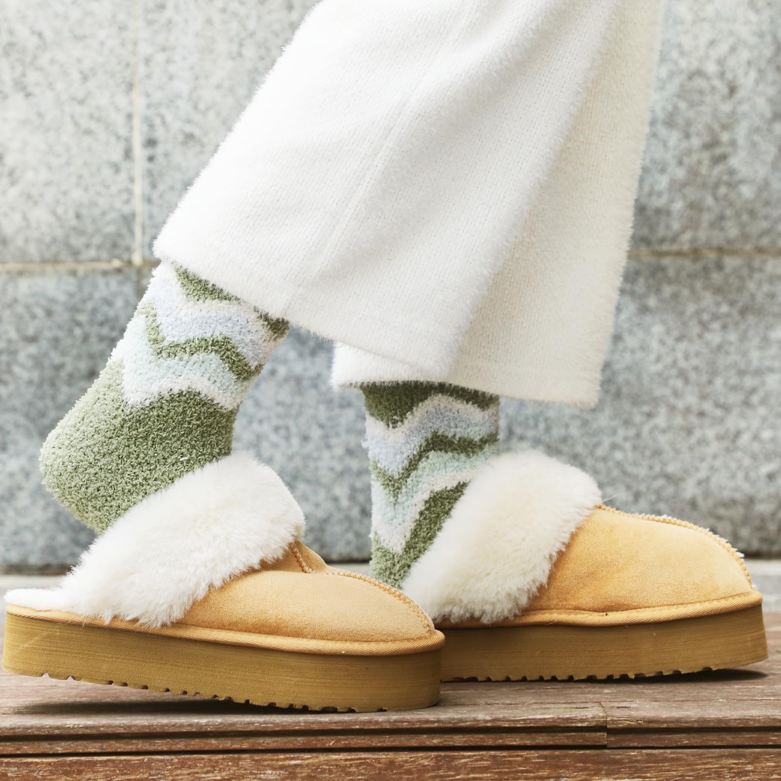 Women's Fuzzy Slipper Socks - Ultra Soft & Warm Cozy Winter Socks for Indoor & Outdoor Use - Perfect for Lounging, Sleeping and Cold Weather Comfort