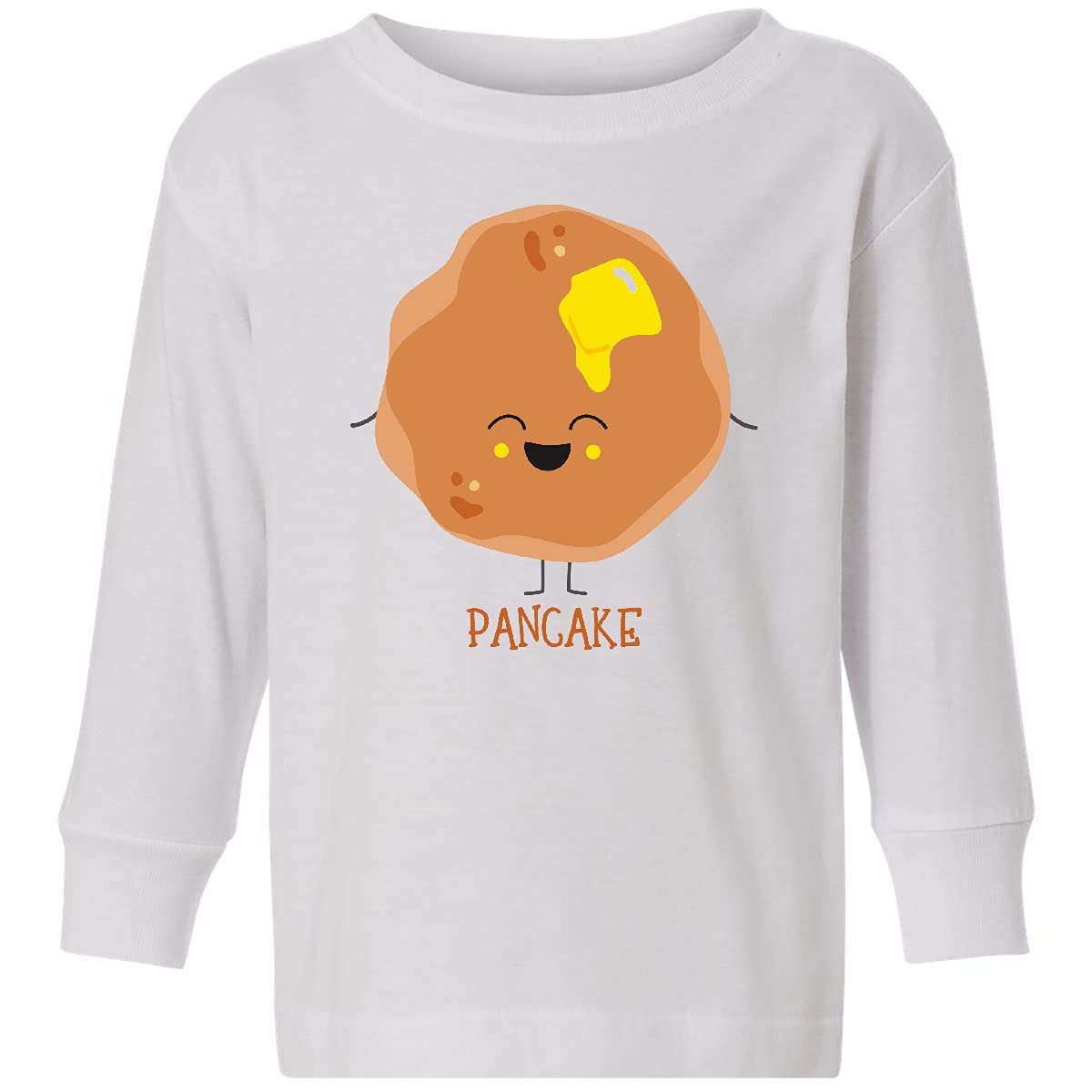 Inktastic Cute Kawaii Pancake Print Toddler Long Sleeve T-Shirt - Soft Cotton Kids Top for Playdates, Daycare & Family Outings