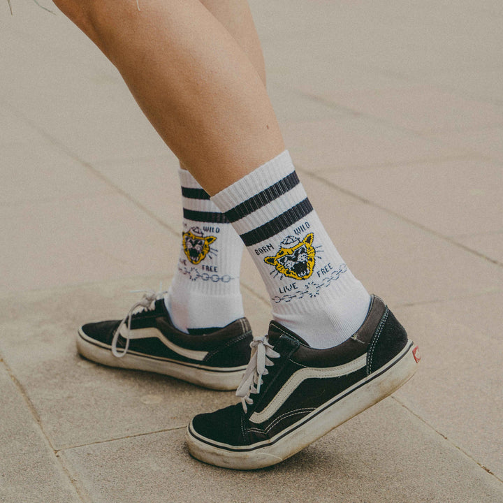 American Socks Born Wild Mid High - Comfortable Cotton Crew Socks for Men & Women - Perfect for Hiking, Running and Outdoor Activities