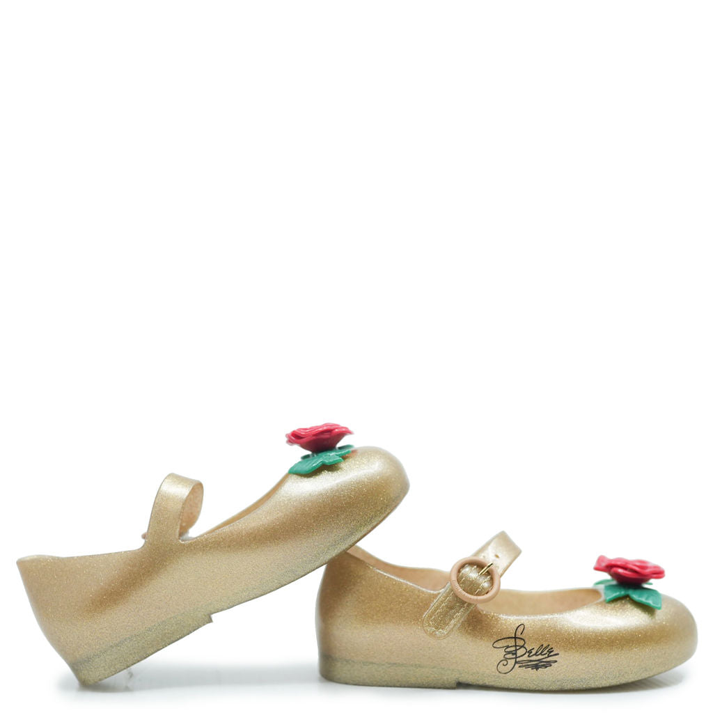 Mini Melissa Gold Jelly Rose Water Shoes for Girls - Comfortable & Stylish Summer Sandals for Beach, Pool, and Outdoor Play
