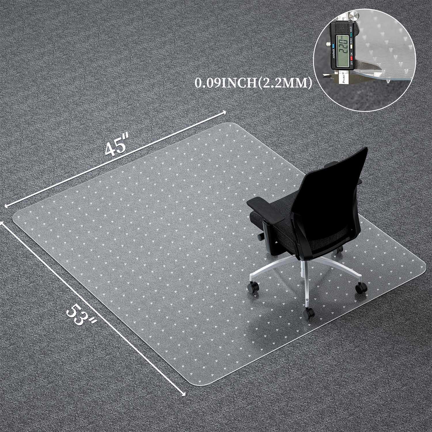 45” x 53” Large Office Chair Mat for Carpet - Heavy Duty Plastic Floor Protector Mat with Easy Glide Rolling | Perfect for Home Office, Computer Desk & Workspace | Protects Carpets from Chair Damage