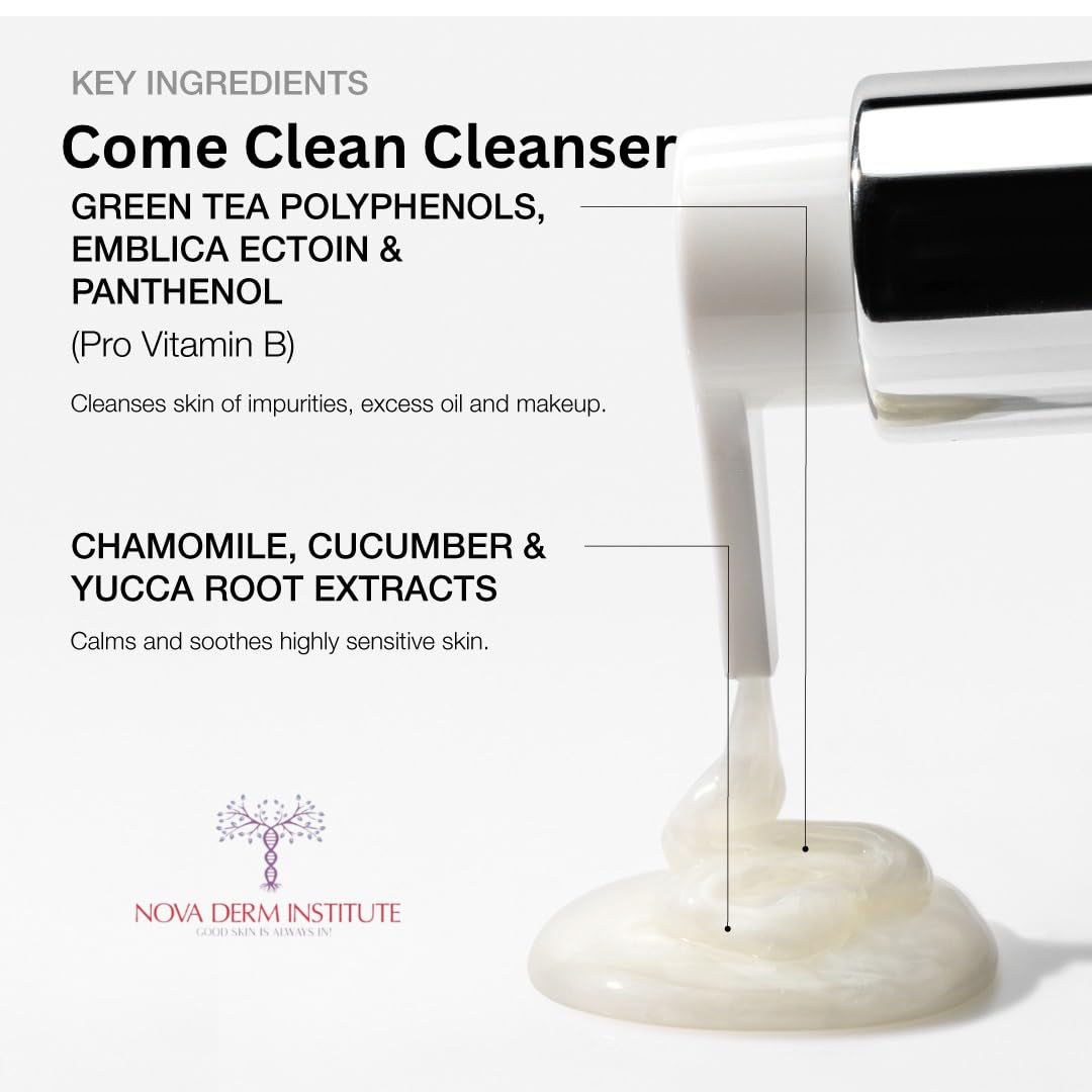 Come Clean Gentle Exfoliating Facial Cleanser for Acne-Prone, Oily & Sensitive Skin - Daily Face Wash for Men & Women | Made in USA | Perfect for Morning & Night Skincare Routine