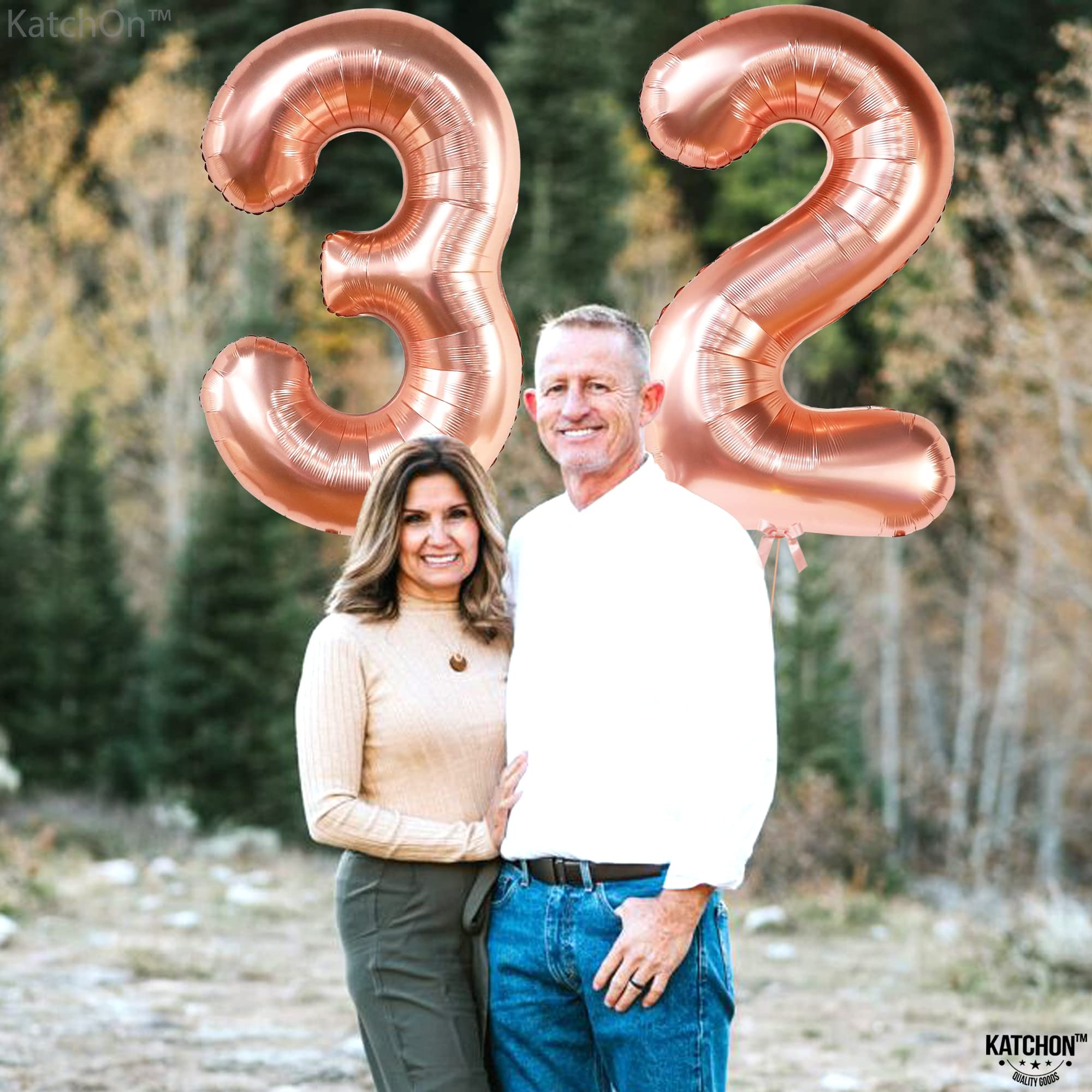 KatchOn 40 Inch Rose Gold 32 Balloon Numbers - Large Foil Birthday Balloons for Women's 32nd Birthday Party Decorations | Perfect for Milestone Celebrations, Photo Backdrops & Surprise Decor