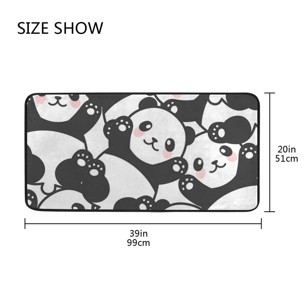 Kuizee Non-Slip Kitchen Rug - Cute Cartoon Panda Bath Mat, Soft Water Absorbent Floor Mat for Kitchen, Bathroom, Hallway & Entryway (39x20 Inches) - Perfect for Home Decor, Pet Areas & High-Traffic Spaces