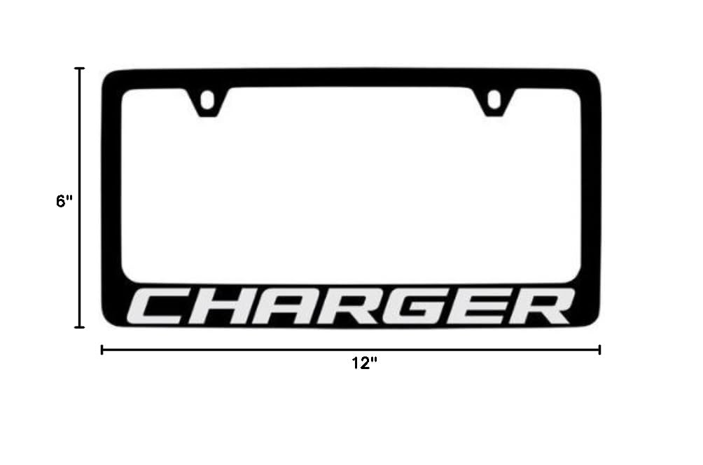 Black Coated Metal License Plate Frame Holder for Dodge Charger - Durable & Stylish Car Accessory for Everyday Driving & Car Shows
