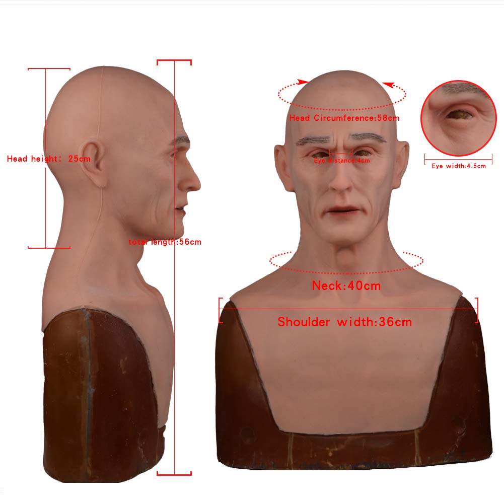 Realistic Old Man Silicone Mask for Halloween Cosplay & Costume Parties - Handmade Latex Prosthetic for Theatrical Makeup & Scary Costume Accessories