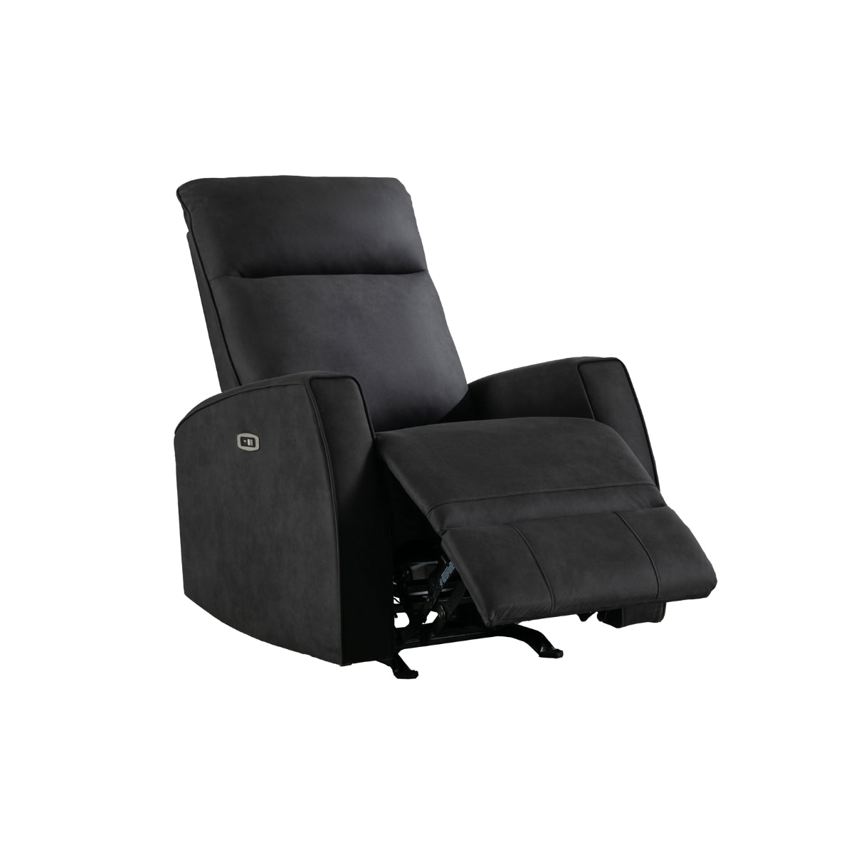 Black Microfiber Power Rocker Recliner with USB Charging Port - Electric Massage Chair for Living Room, Home Theater & Office - Comfortable Leather Reclining Sofa with Lumbar Support