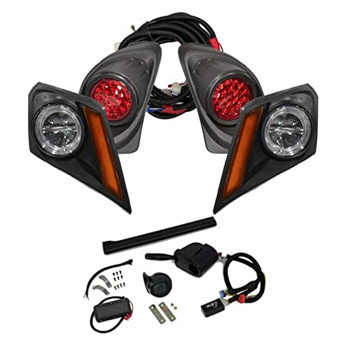 GTW Golf Cart LED Light Kit for Yamaha Drive2 (2017-Up) - Street Legal Upgrade with LED Headlights, Tail Lights, Turn Signals, Horn & Brake Switch Pad | Perfect for Night Driving, Neighborhood Cruising & Golf Course Safety