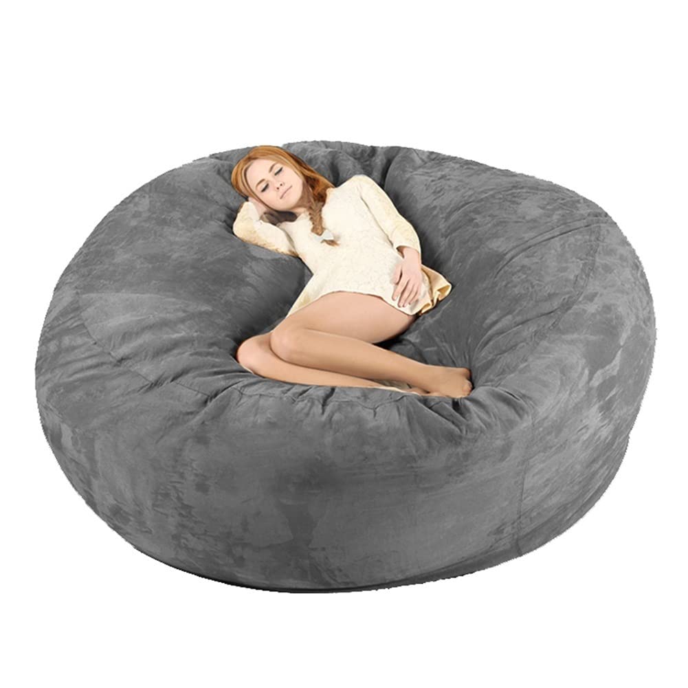 7ft Giant Bean Bag Chair for Adults - Luxurious Oversized Memory Foam Bean Bag Sofa, Dark Gray, Perfect for Organizing Kids' Plush Toys & Relaxing in Living Room, Bedroom or Game Room