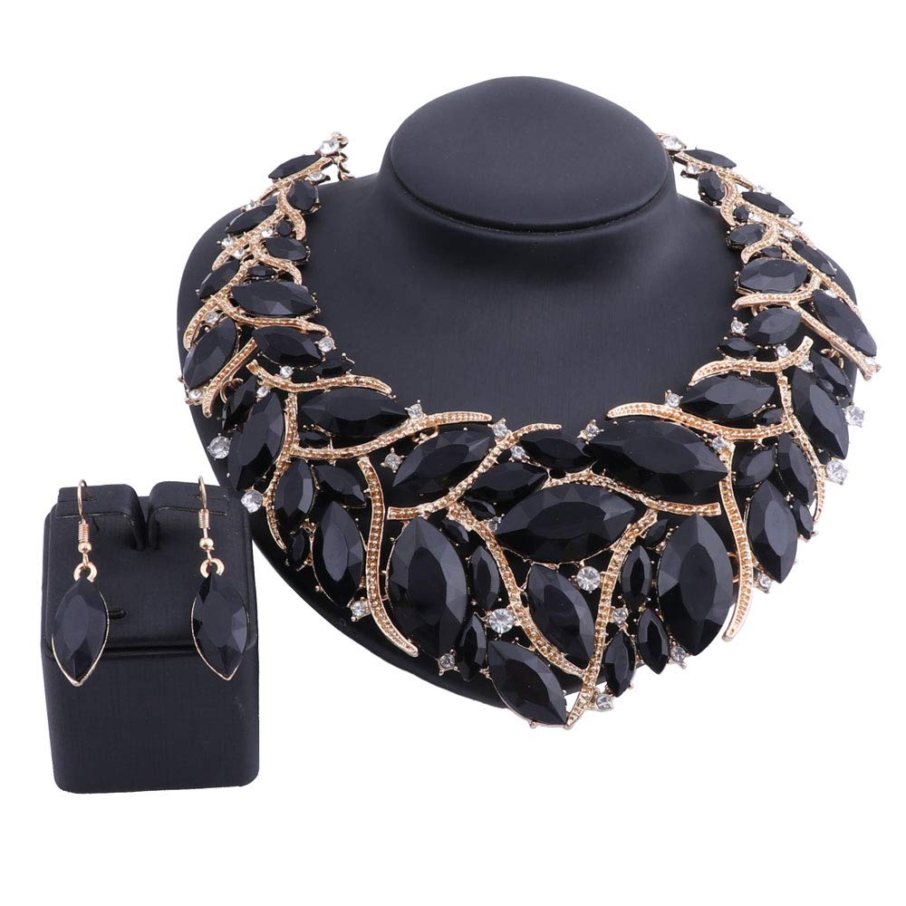 African Beads Jewelry Set for Women - Crystal Statement Necklace & Earrings Bridal Jewelry Set | Perfect for Weddings, Parties & Special Occasions