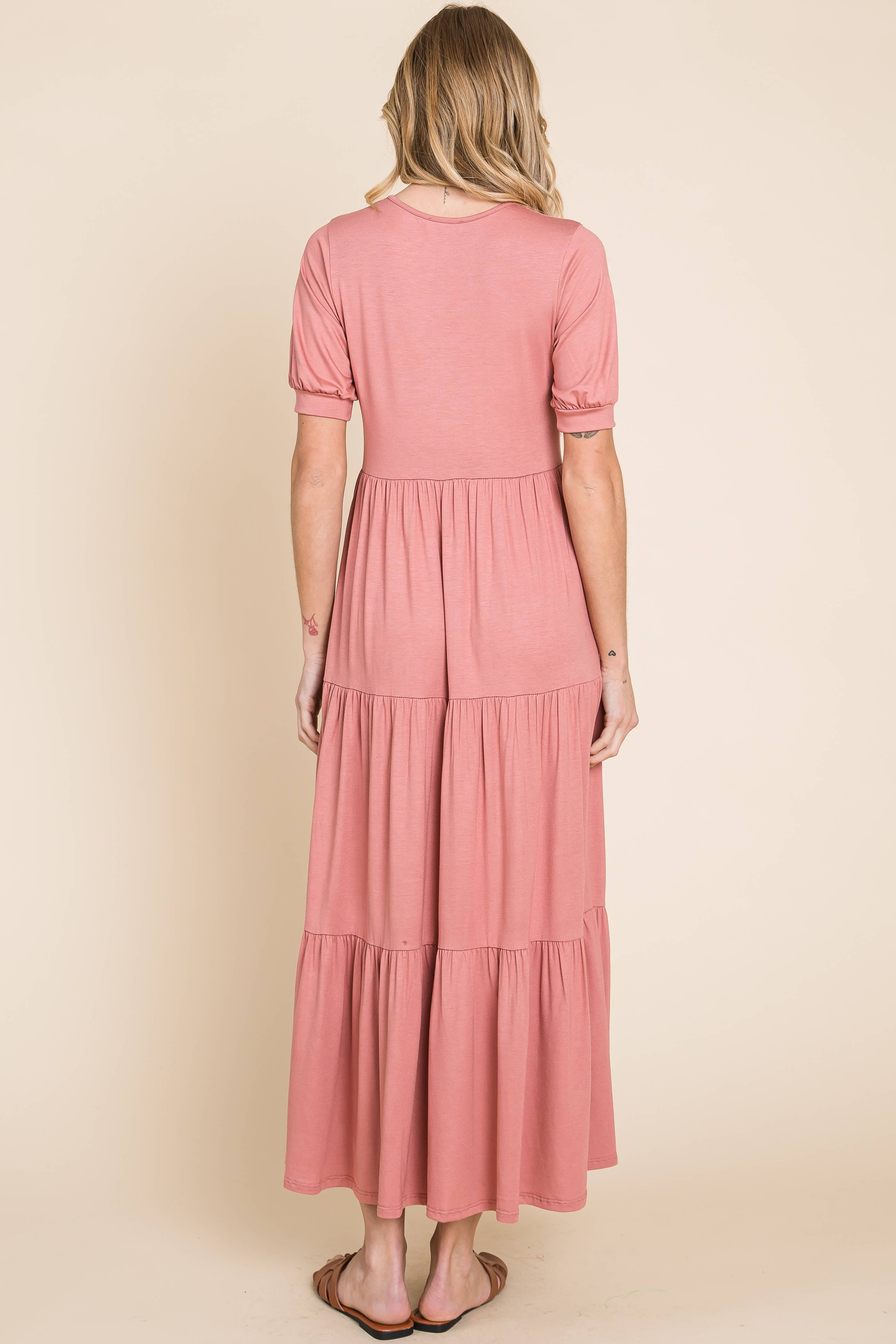 Flowy Everyday Tiered Maxi Dress for Women - Summer Boho Beach Dress with Pockets | Perfect for Vacations, Weddings & Casual Outings
