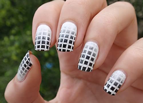 DIY French Tip Nail Art Stickers - Mapperz Plaid Form Fringe Stencils & Line Guides for Manicure (Pack of 2) | Perfect for Home Nail Salon, Party Makeup & Gift for Women & Girls