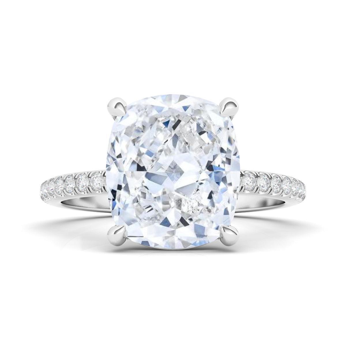 Exquisite Cushion Cut Pave Diamond Engagement Ring - 14K White Gold Wedding Band for Women, Perfect for Proposals, Anniversaries & Special Occasions