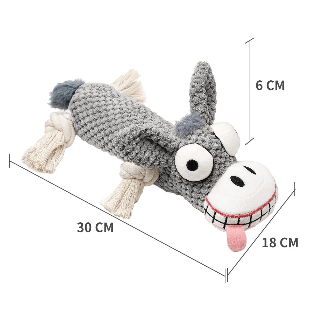 PAZ'S GIFT Interactive Dog Toys for Teething Puppies - Squeaky Stuffed Animal Toy with Cotton & Crinkle Paper - Indestructible Chew Toy for Small, Medium & Large Dogs (Donkey) - Perfect for Playtime, Training & Anxiety Relief