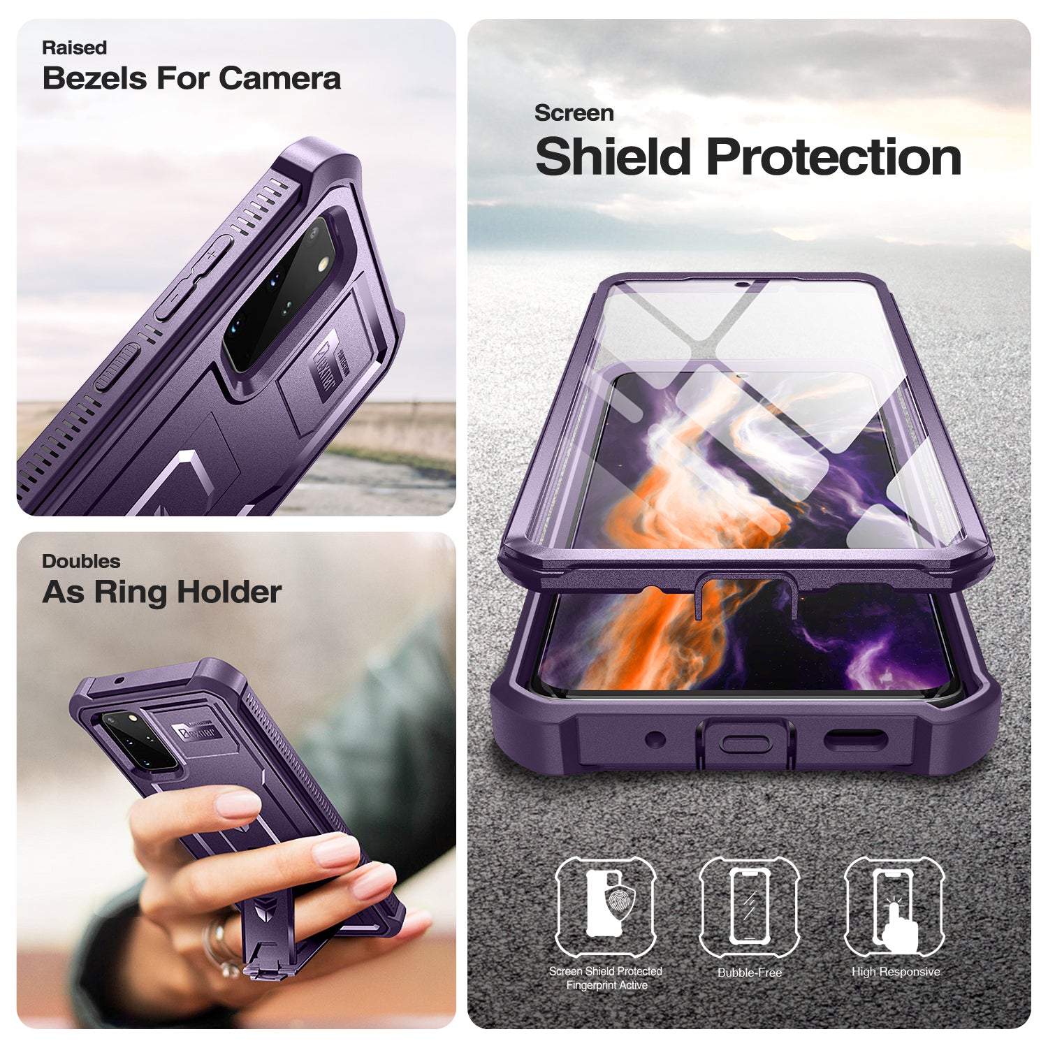 Dexnor Heavy Duty Shockproof Rugged Case for Samsung Galaxy S20 Plus with Screen Protector & Kickstand | Full Body Protection for Outdoor, Work & Travel