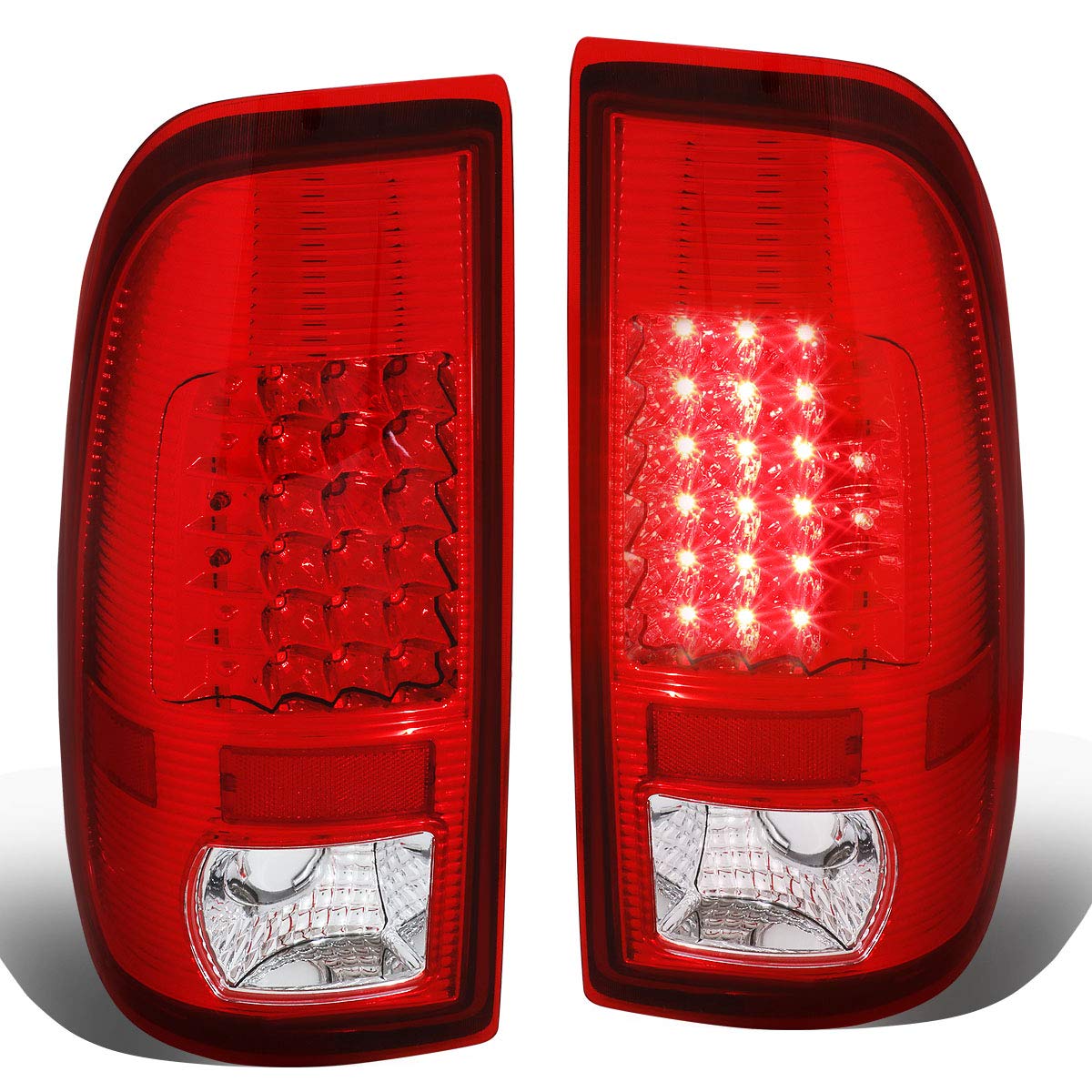 Auto Dynasty LED Tail Brake Lights for 08-16 Ford F250 F350 F450 F550 Super Duty - Chrome Housing Red Lens - Enhanced Visibility & Safety for Night Driving & Towing