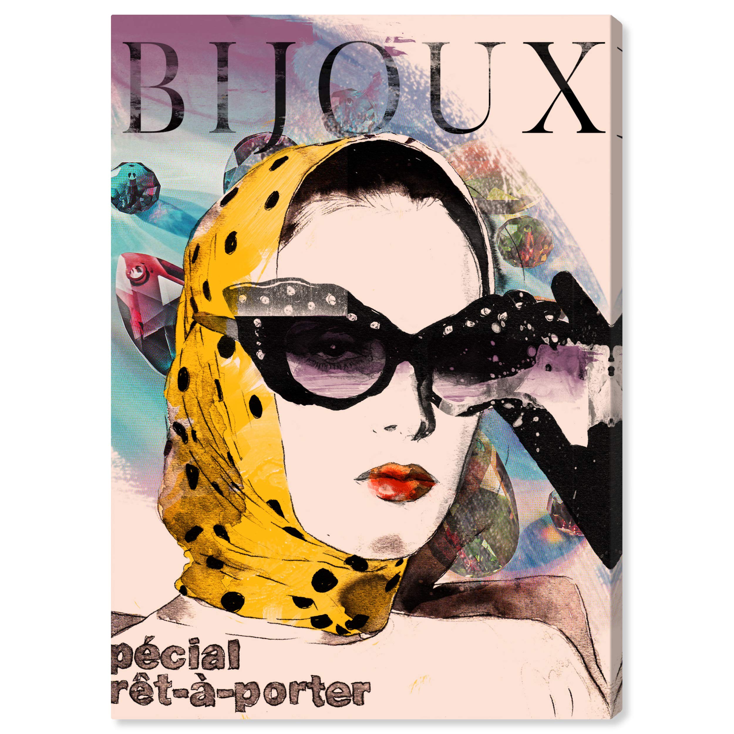 Oliver Gal Artist Co. 'Bijoux Purple' Advertising Wall Art Canvas Print - 16x24 Inch Home Decor in Yellow & White | Perfect for Living Room, Bedroom & Office Wall Decor