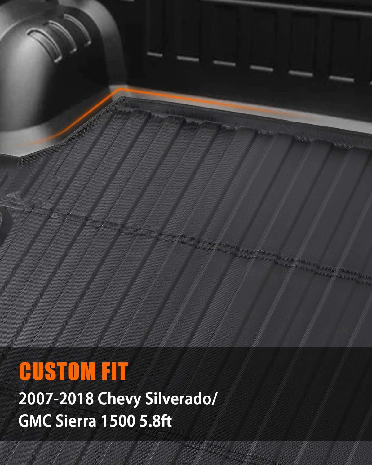 MIROZO All-Weather TPE Truck Bed Liner Mat for 2007-2018 Chevy Silverado 1500 & GMC Sierra 1500 (5.8 ft Short Bed) - Durable Protection Against Dirt, Spills & Scratches | Perfect for Hauling, Camping & Work Site Use