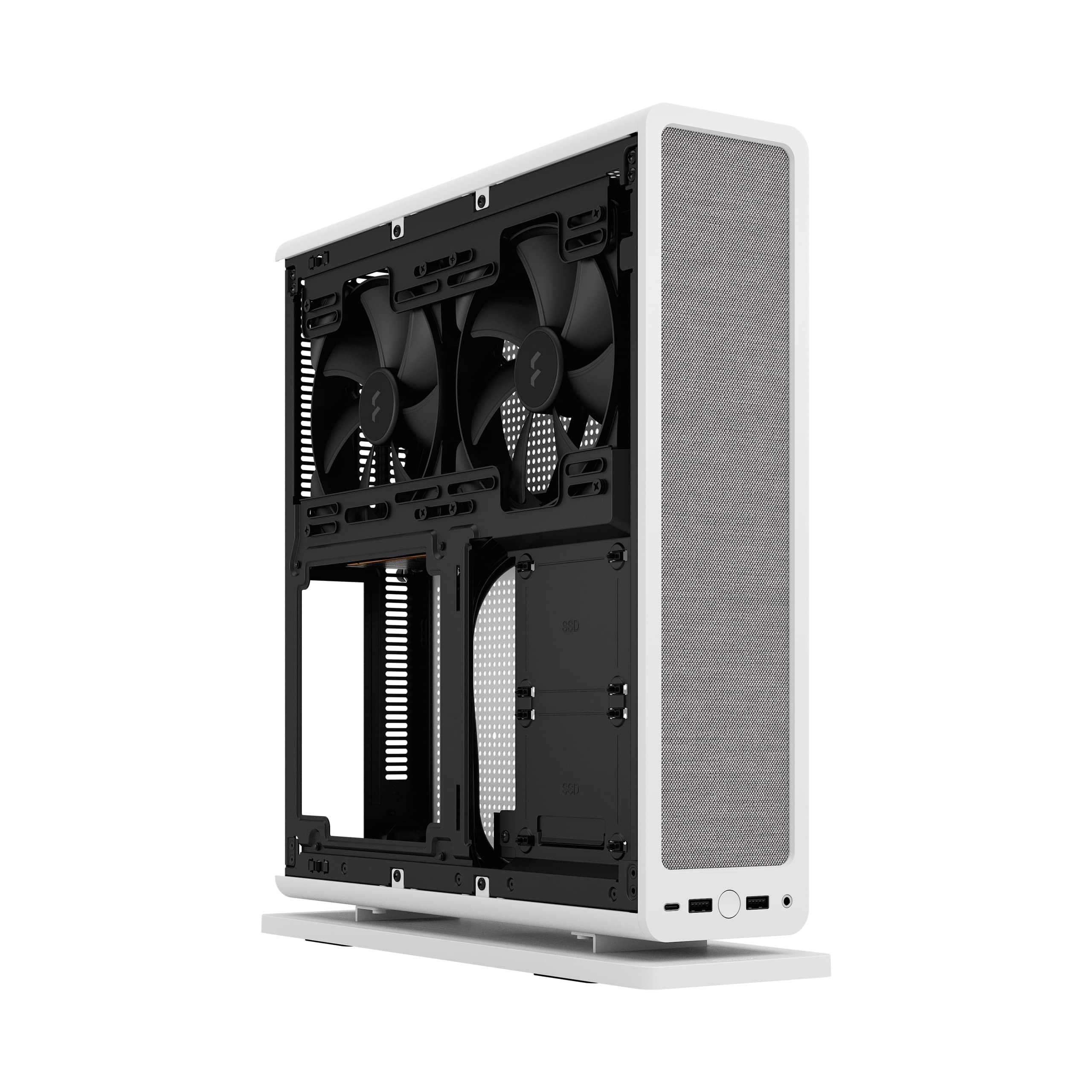 Fractal Design Ridge White ITX PC Case - PCIe 4.0 Riser Card & 2x140mm PWM Fans Included - USB Type-C - Compact Gaming Computer Case for Home Theater & Workstation Setup