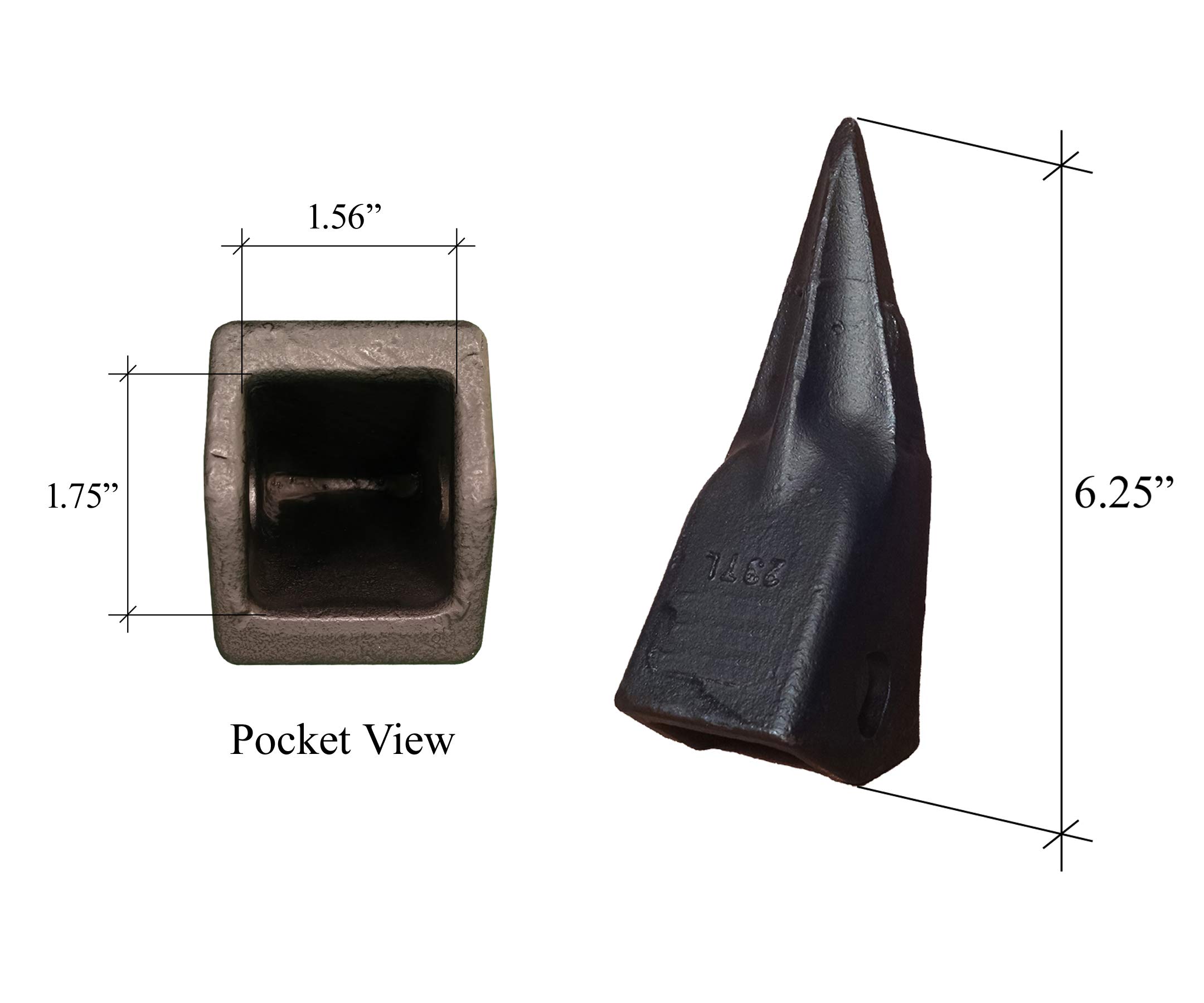 Heavy Duty Backhoe/Excavator Bucket Teeth - 230TL, T230L, T23P Replacement Parts (10-Pack) for Construction, Digging and Landscaping Projects