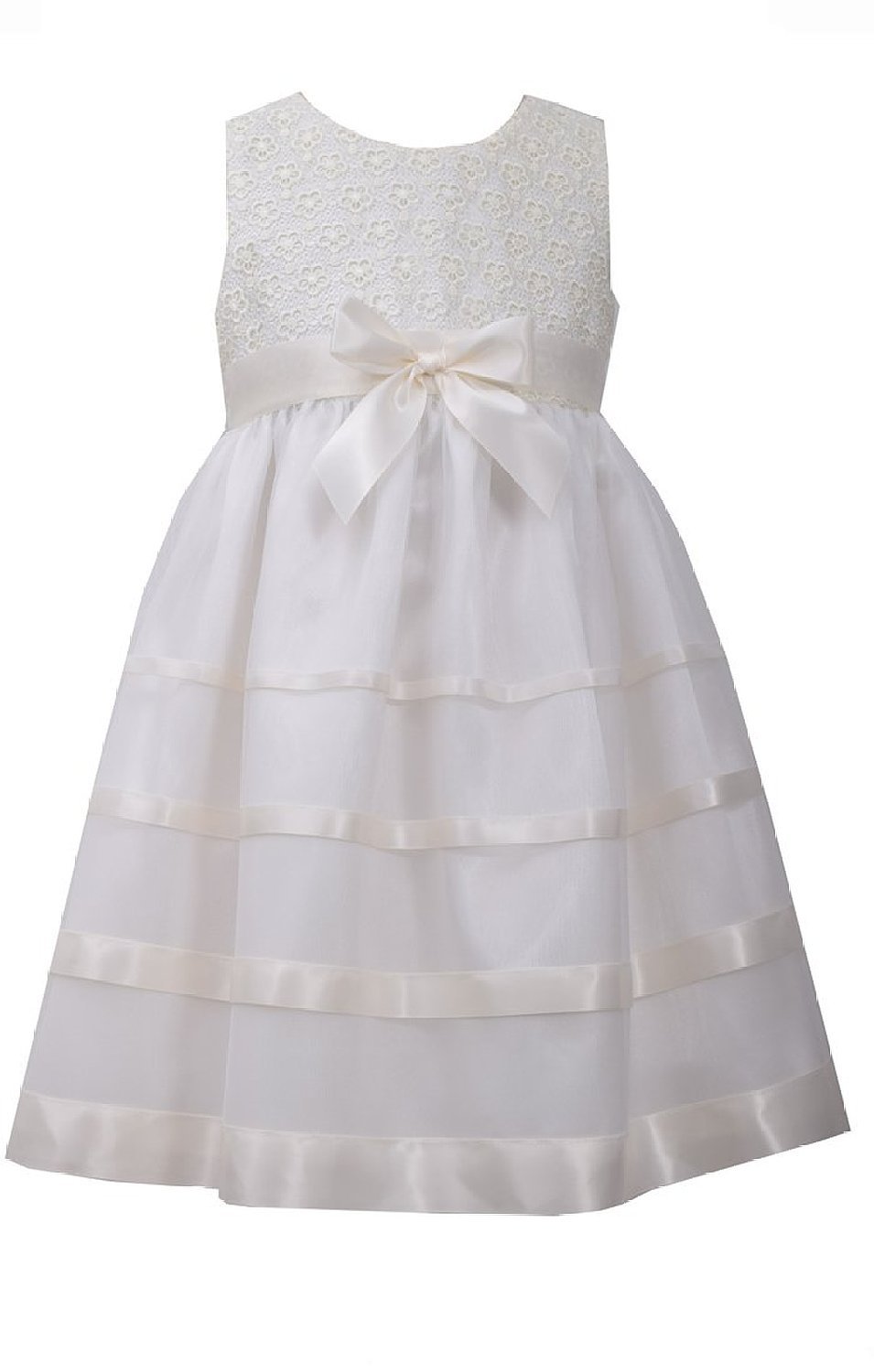 Bonnie Jean Little Girls' Ivory Lace Ribbon Dress - Elegant Flower Girl Dress for Weddings, Parties & Special Occasions