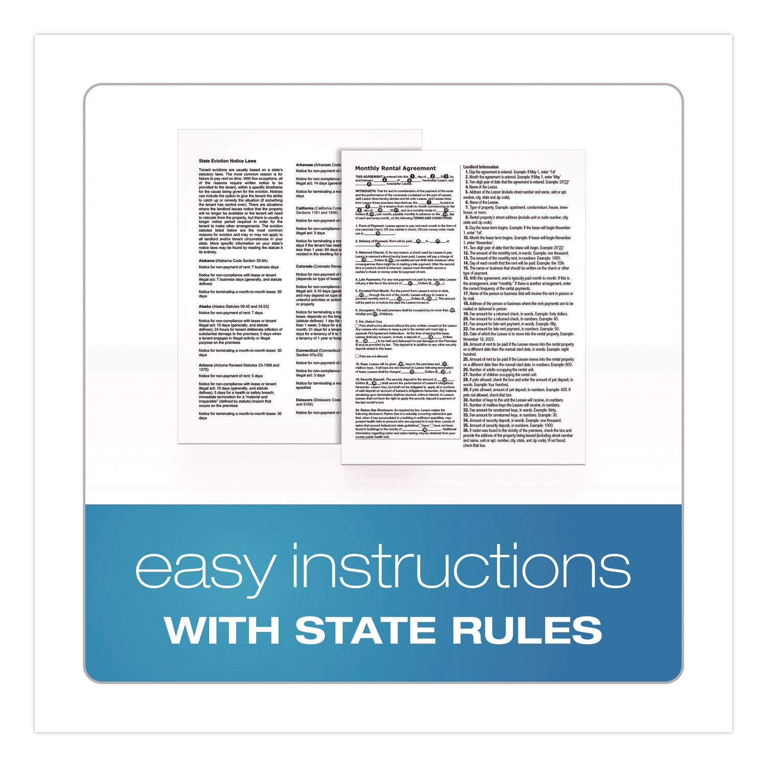 Adams® Month-to-Month Residential Rental Agreement Template - Digital Download (8.5