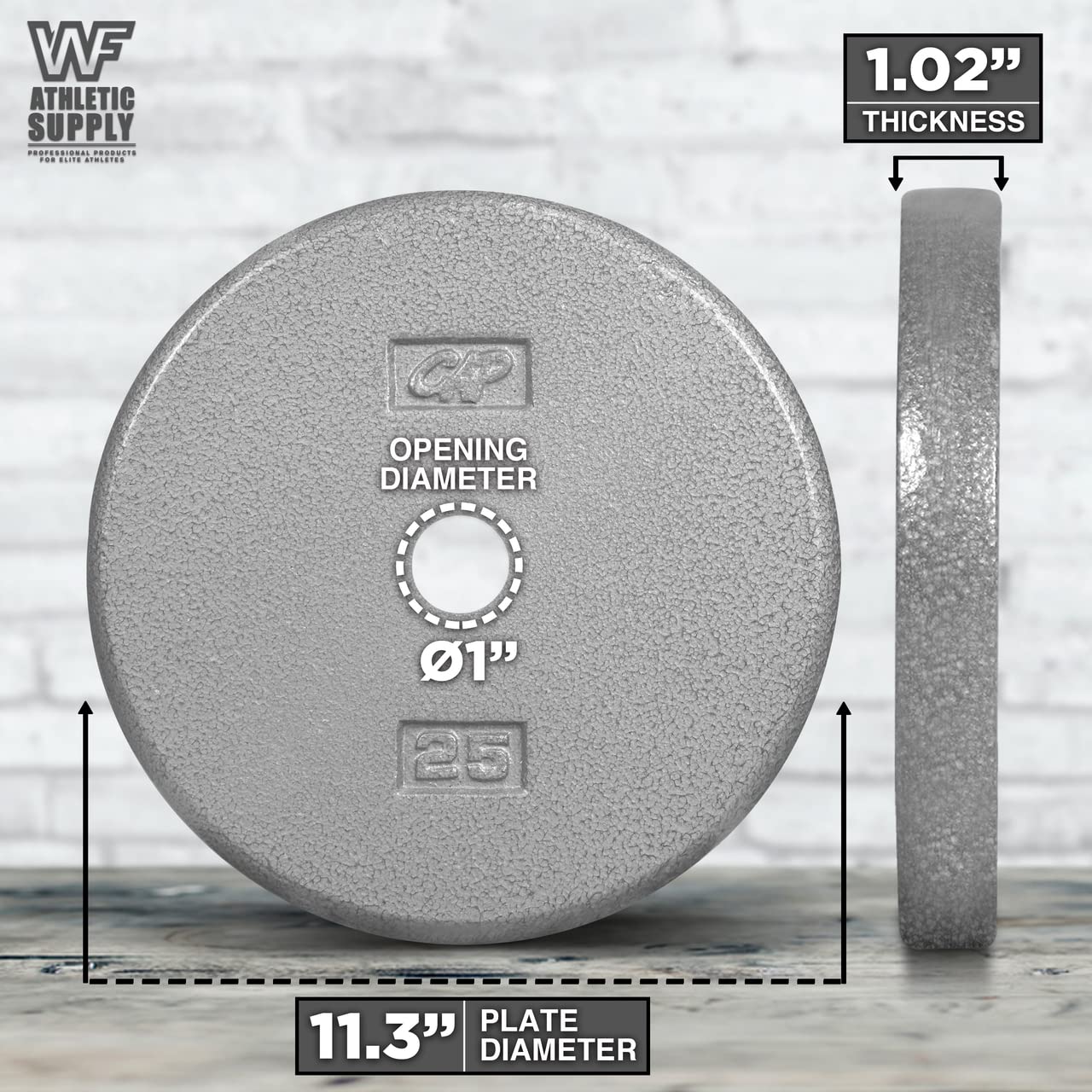 CAPHAUS Grey Standard Solid Cast Iron Weight Plates with 1-inch Center Hole - Compatible with Standard Barbell & Dumbbell Handles (1.25LB, 2.5LB, 5LB, 7.5LB, 10LB, 12.5LB, 25LB, 50LB Options) - Perfect for Home Gym, Strength Training & Weightlifting Workouts