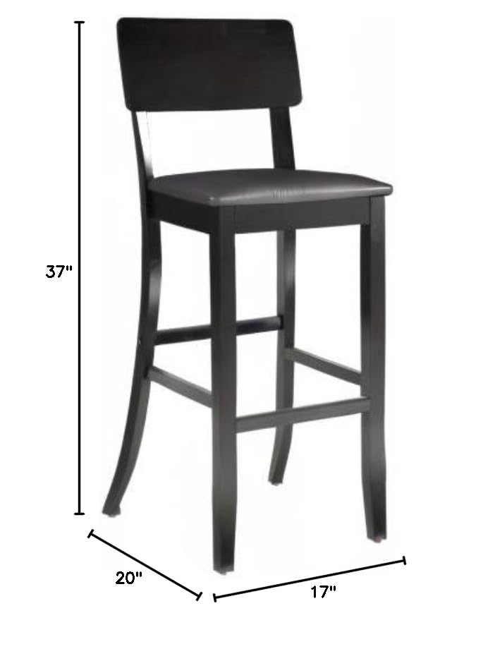Modern Black Counter Stool - Contemporary Rubberwood Bar Stool for Kitchen Island, Breakfast Nook & Home Bar - Adjustable Height Dining Stool