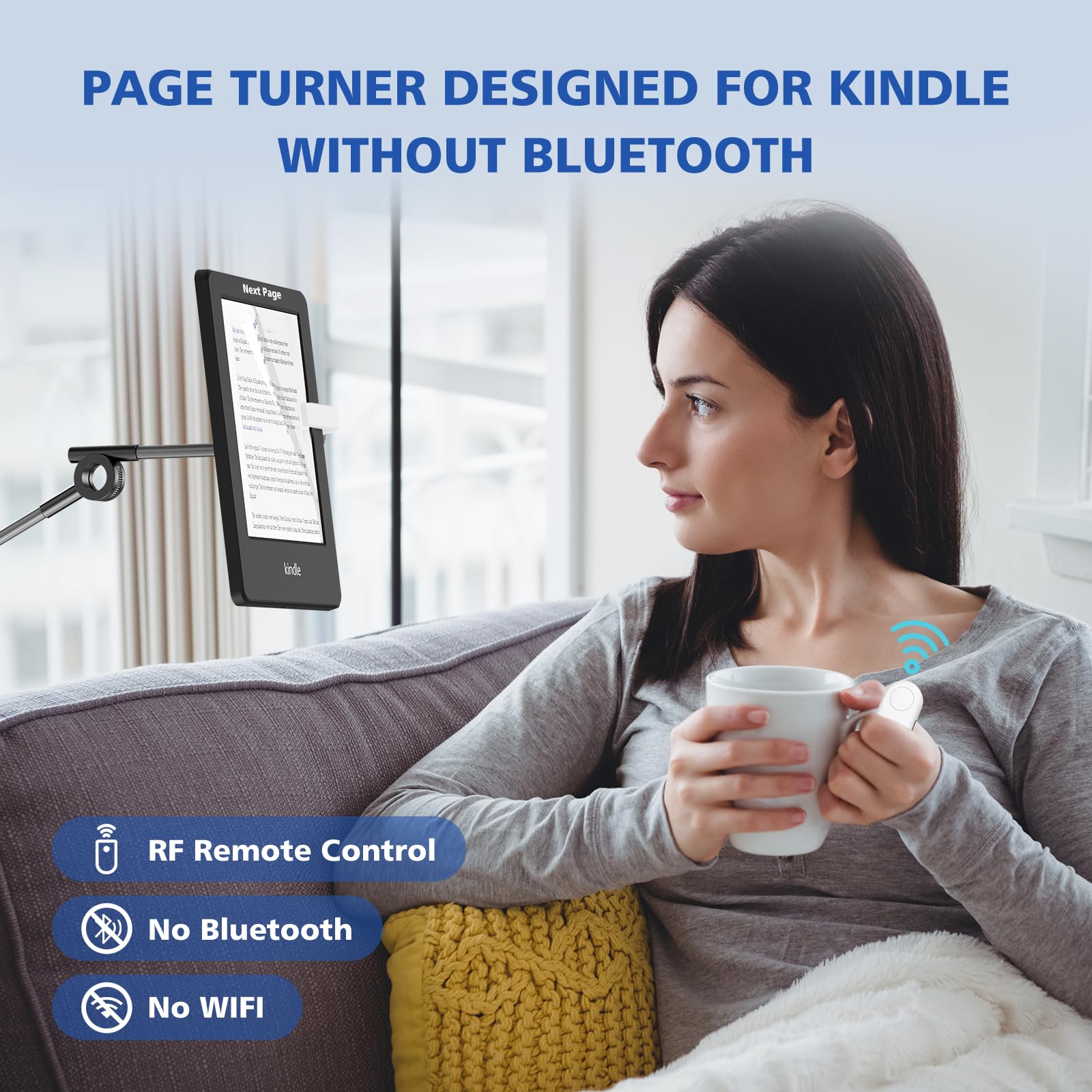 Kindle Page Turner Remote Control - Wireless Clicker for Kindle Paperwhite, Oasis, Kobo eReaders | Perfect for Reading Novels, Presentations & Video Projectors | White eBook Accessory