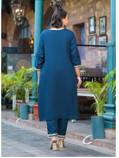 Stylish Plus Size Teal Blue Straight Salwar Suit for Women | Comfortable Ethnic Wear for Weddings, Parties & Festive Occasions
