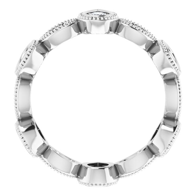 1.46 Carat Pear & Round Diamond Eternity Wedding Band with Milgrain Detailing - Elegant Bridal Ring for Anniversary, Proposal & Special Occasions