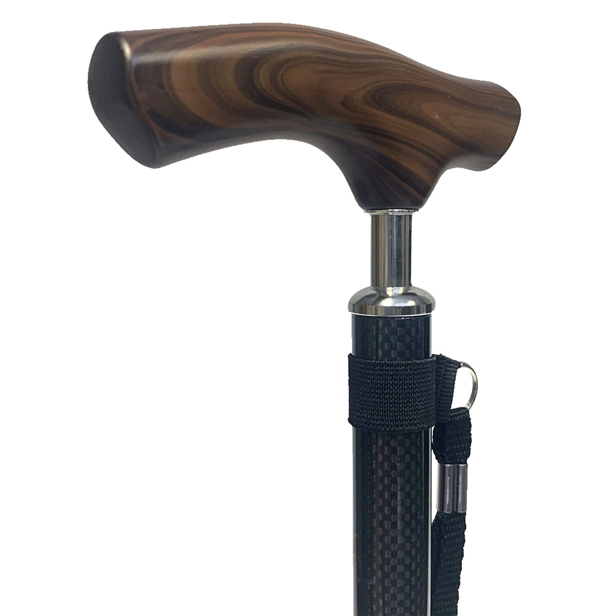 Premium Carbon Fiber Walking Cane for Men & Women - Adjustable Lightweight Cane with Wood Finish for Seniors, Hiking & Daily Support