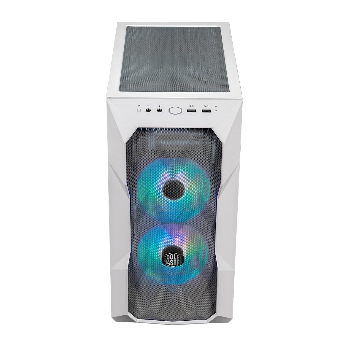 Cooler Master TD300 Mesh White Mini-Tower PC Case - High Airflow Design with 2x120mm ARGB Fans, Micro-ATX/Mini-ITX Support, Tempered Glass Panel - Perfect for Gaming & Streaming Setup