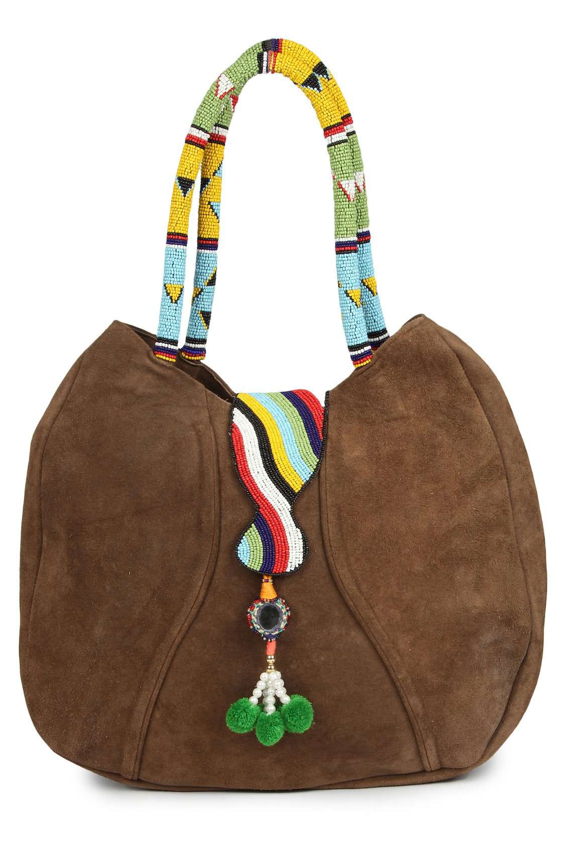 Allison Brown Suede Leather Crossbody Bag with Embroidered Handle - Stylish Women's Purse for Work, Travel & Evening Out