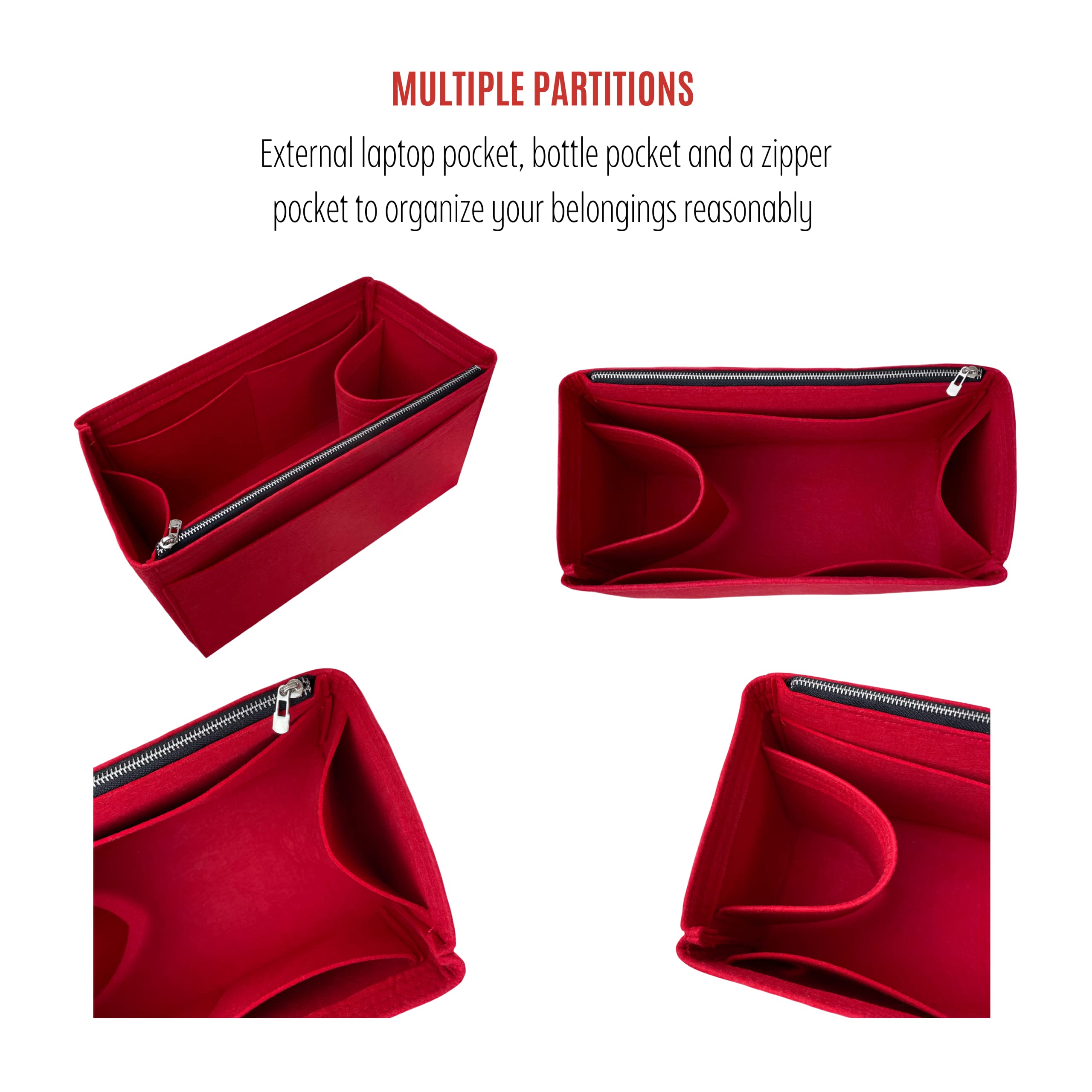 Premium Handmade 2mm Wool Felt Purse Organizer Insert for Louis Vuitton Artois MM/PM Bags - Snug Fit with Silver Zipper (Beige) | Perfect for Travel, Work & Daily Organization