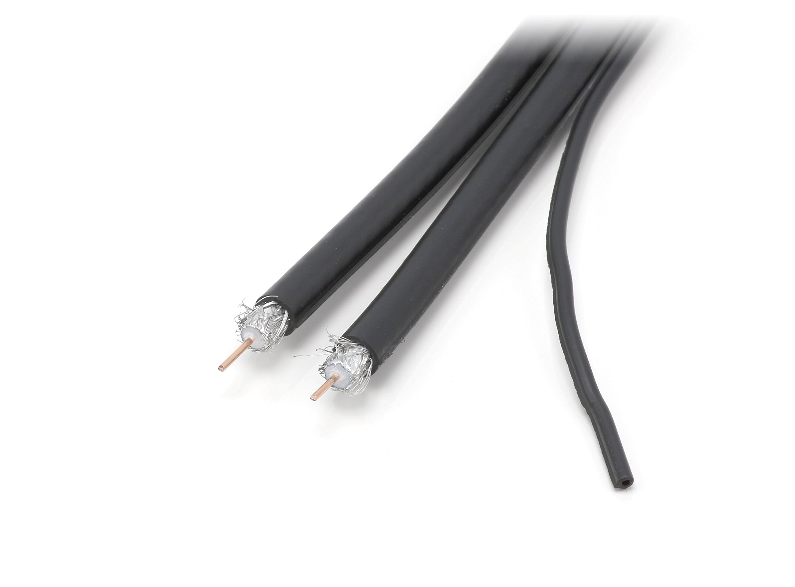 200 Feet Black Dual RG6 Twin Siamese Coaxial Cable with 18 AWG Copper Ground Wire - for Satellite, Cable TV & HD Antennas (60 Meter) - Perfect for Home Theater, Security Cameras & Digital Signal Transmission