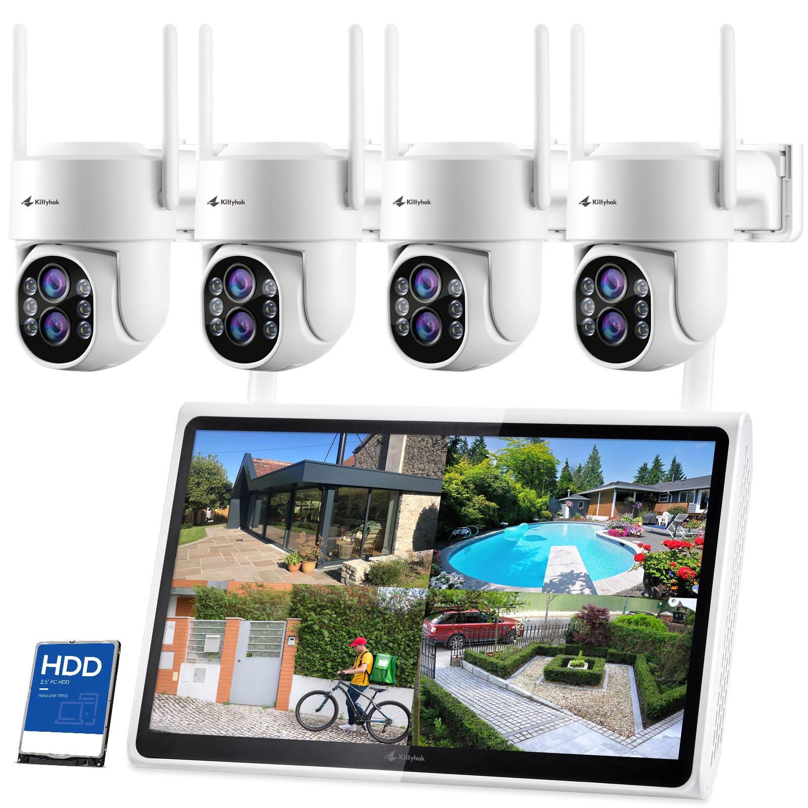 Kittyhok 4K Wireless Outdoor Security Camera System with 10