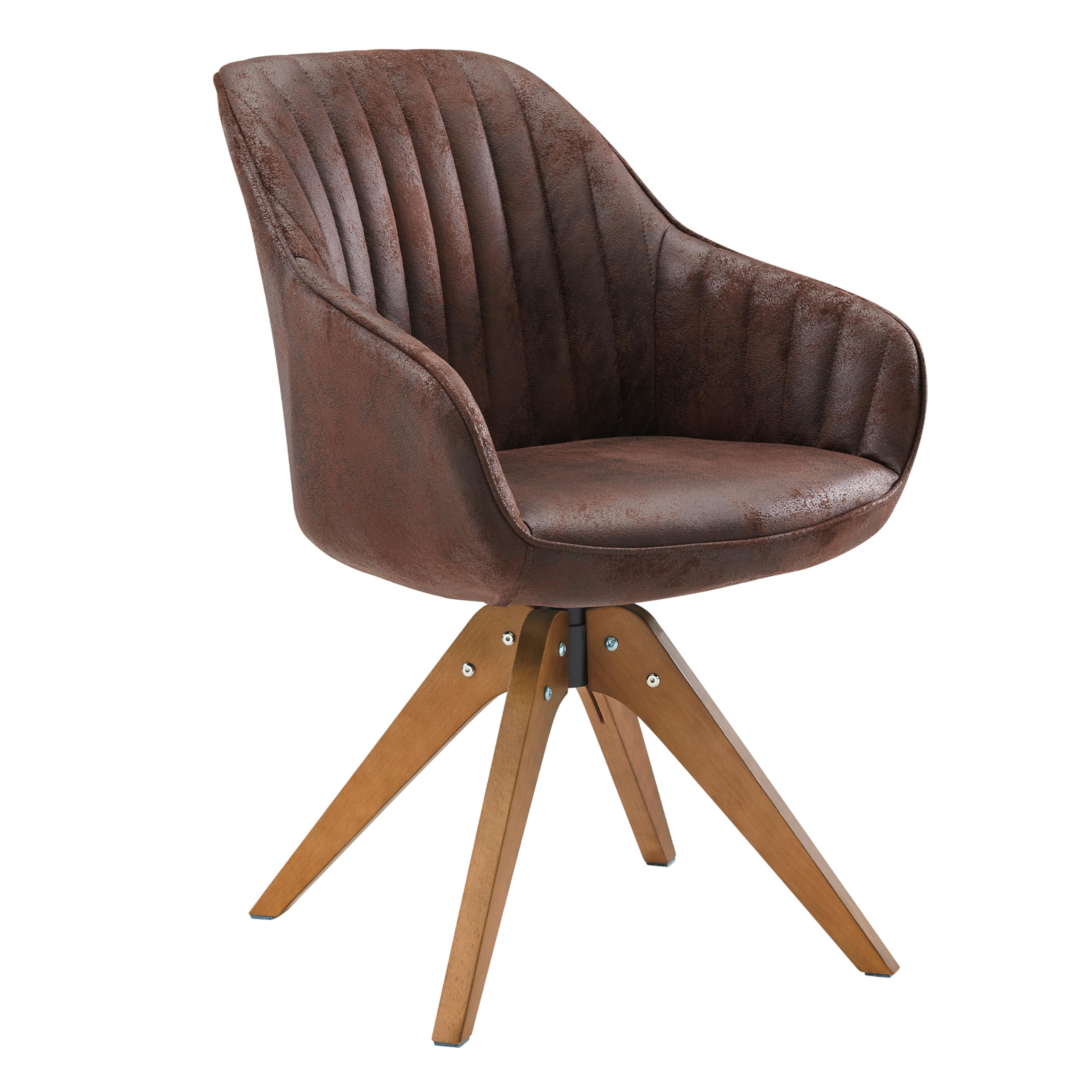 Art Leon Mid Century Modern Dining Chair - Swivel Upholstered Suede Chair with Wooden Legs for Dining Room & Living Room | Comfortable Armchair in Mocha Brown | Perfect for Entertaining, Home Office & Relaxation