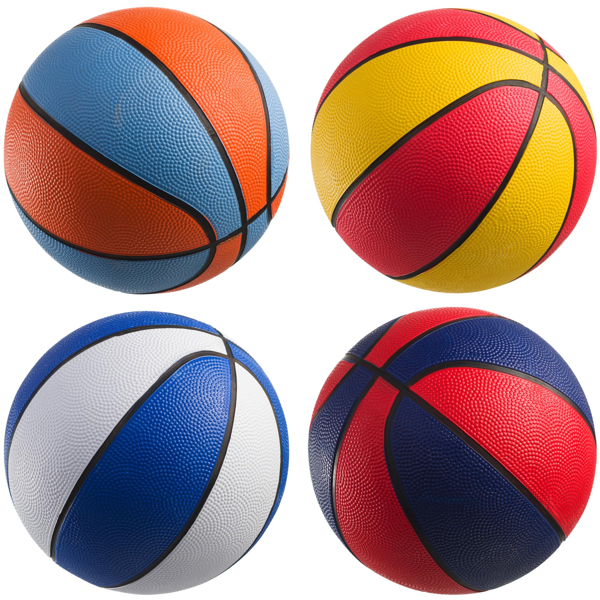 7 Inch Rubber Mini Basketballs Size 3 - Colorful Indoor/Outdoor Kids Basketball for Boys & Girls | Perfect for Small Hoops, Pool Games, Arcade Prizes, Birthday Party Favors & Backyard Fun | Includes Air Pump for Easy Inflation