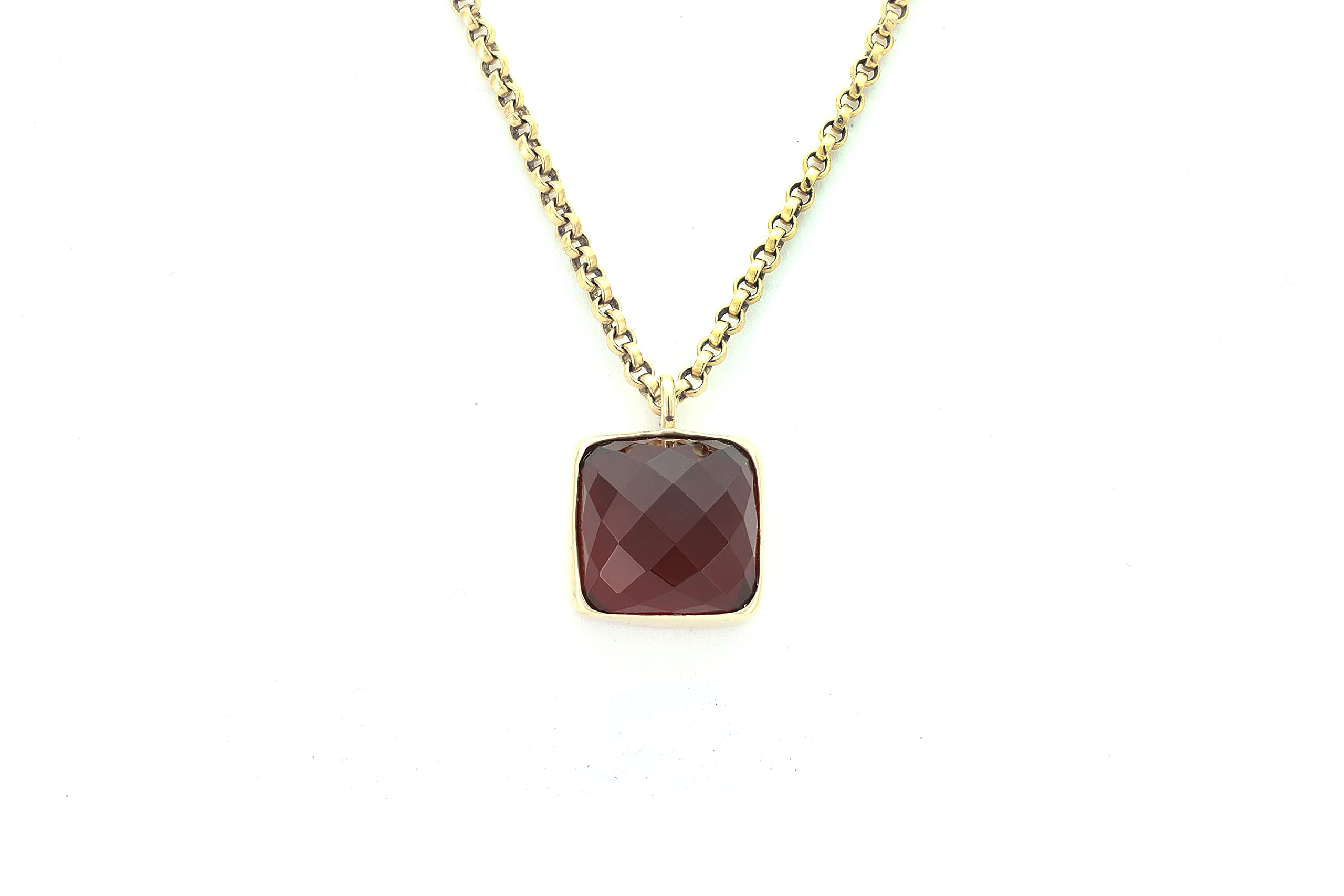 Garnet Pendant Necklace - 14K Gold Filled or Gold Vermeil Bezel Setting - January Birthstone Jewelry for Women - Faceted Gemstone Long Necklace - Perfect for Birthday Gifts, Anniversary & Everyday Elegance