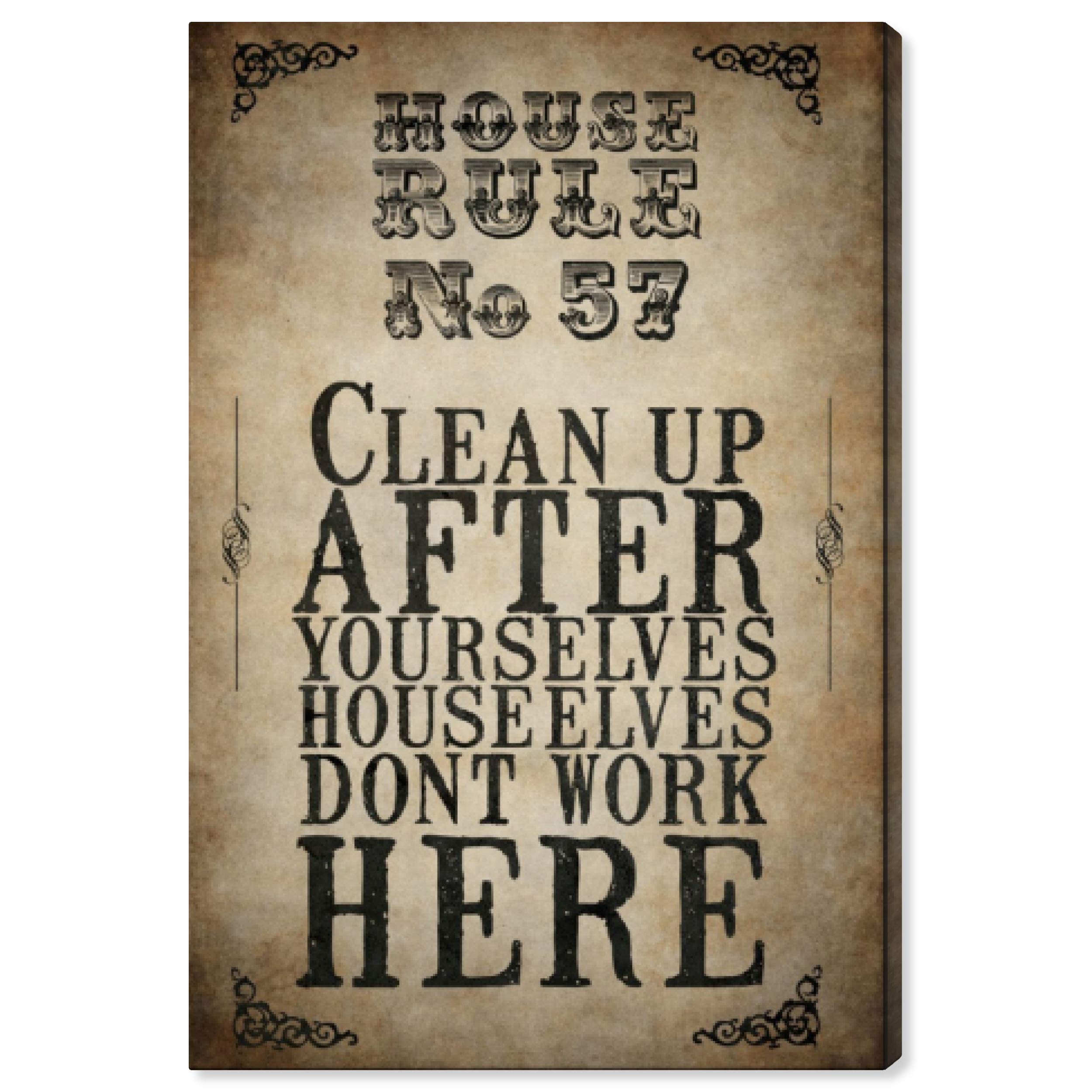 Oliver Gal Artist Co. 'House Rule 57' Typography Wall Art Canvas Print - 24x36 Inches Brown & Black Home Decor - Perfect for Living Room, Bedroom or Office Inspiration