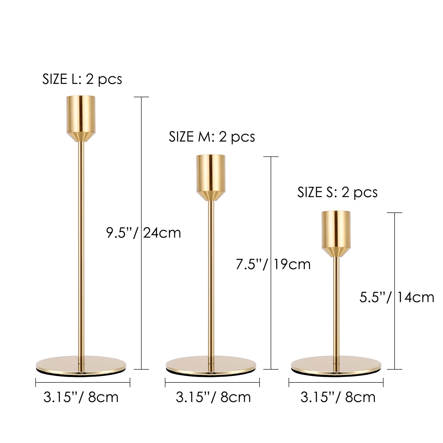 Elegant Gold Candle Holders Set of 6 - Premium Taper Candlestick Holders for Table Decor, Wedding Centerpieces, Dining, Anniversary & Party Decorations (Candles Not Included) | Perfect for Romantic Dinners, Holiday Tablescapes & Special Event Decor