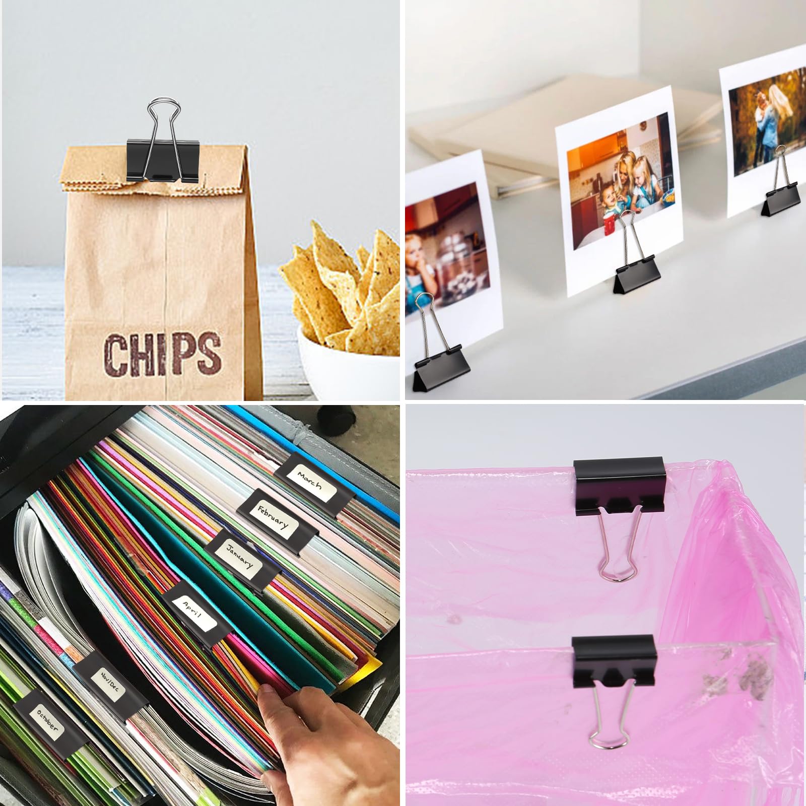 Ufmarine Medium Binder Clips 1.25 Inch (40 Pack) - Strong Office Paper Clips for Organizing Documents, Files, and Bills - Perfect for Home, School & Office Use