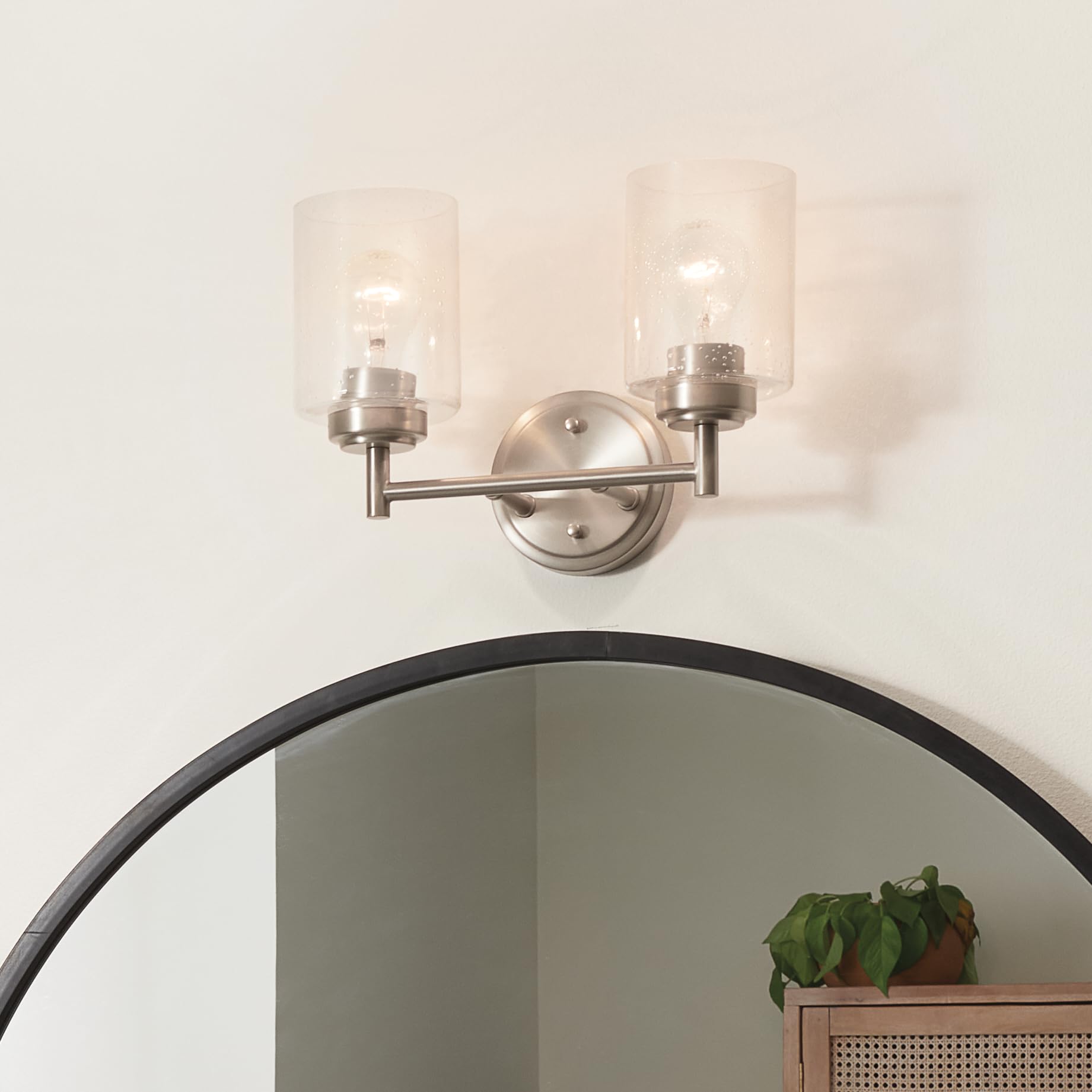 Kichler Lighting 45885NI Two Light Bath Vanity Fixture - Modern Nickel Finish Winslow Collection for Bathroom & Powder Room Decor