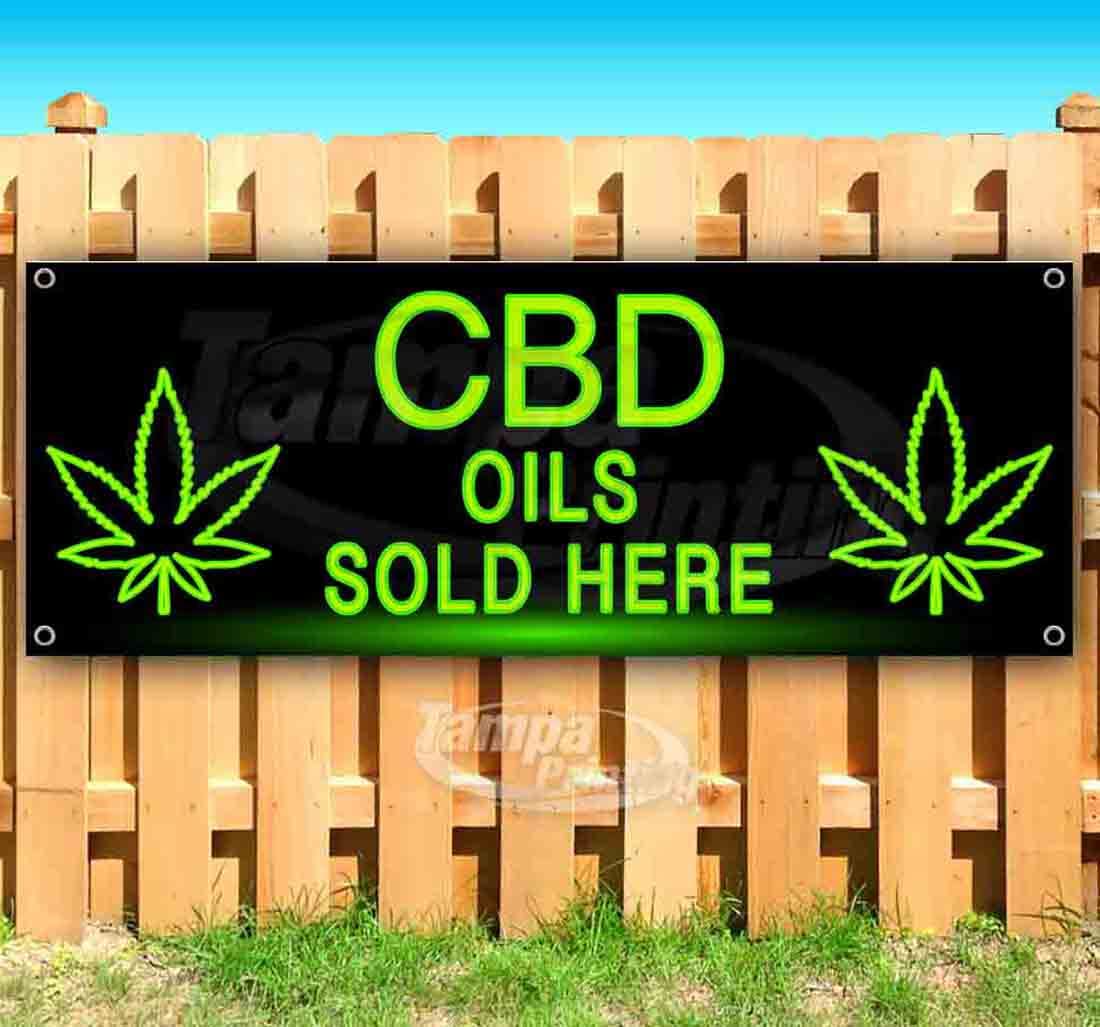 Premium 13 oz Heavy-Duty Vinyl CBD Oil Banner with Metal Grommets | Single-Sided Non-Fabric Sign | Perfect for Storefronts & Trade Shows