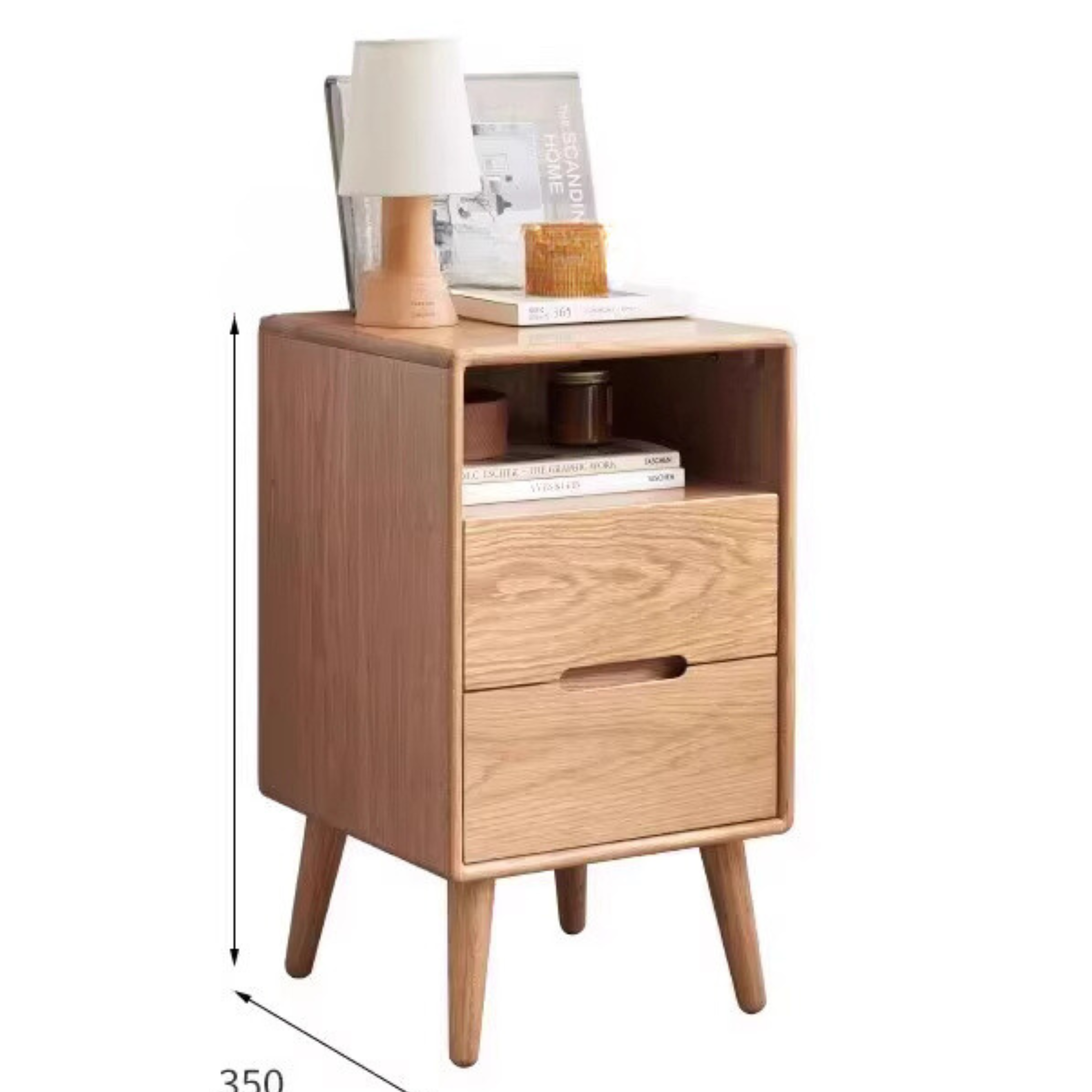 Solid Wood Ultra Narrow Nightstand - Oak, Rubber, Cherry - Perfect for Small Bedrooms, Apartments & Tight Spaces