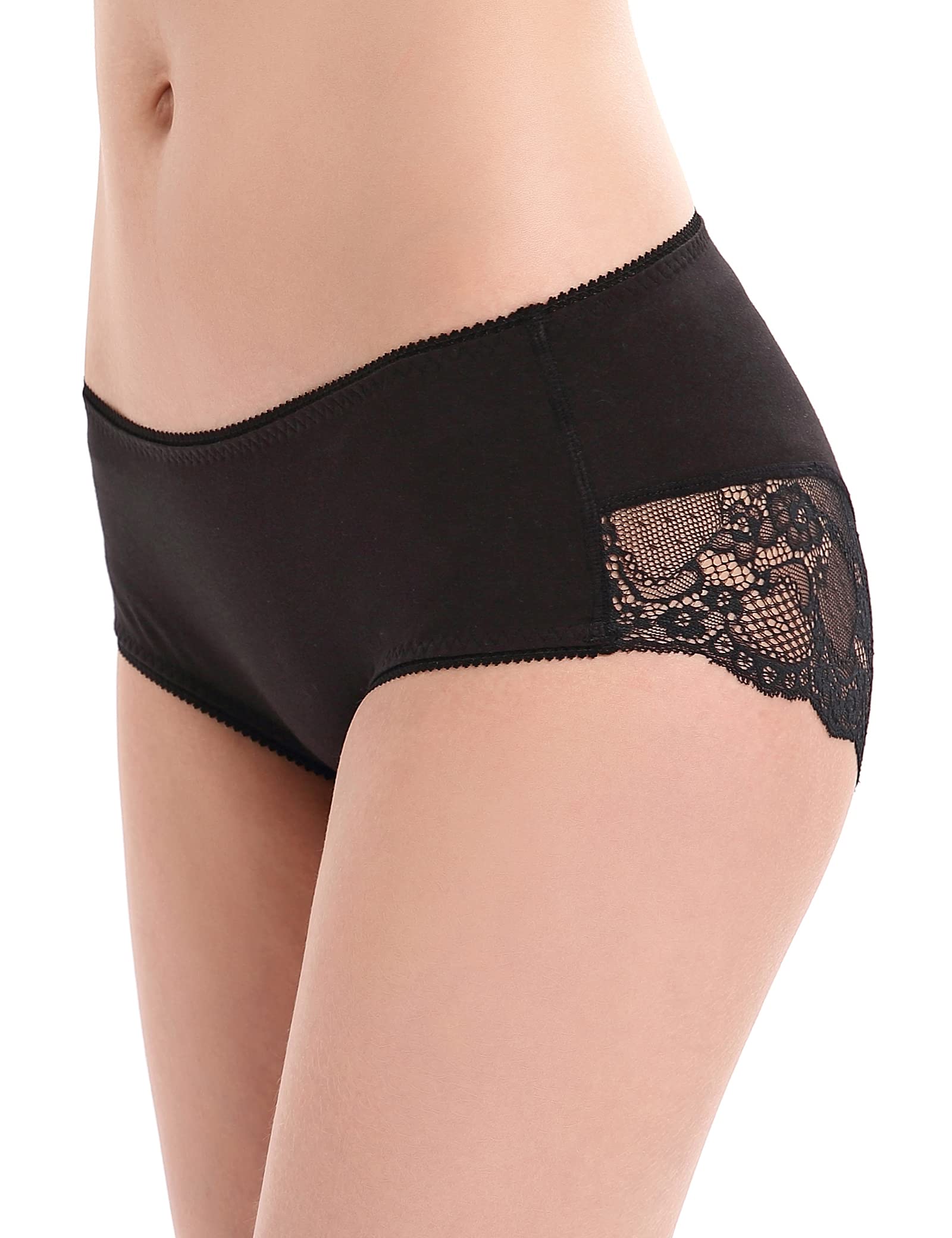 Lace Back Women's Underwear - Mid Rise Full Coverage Briefs 4 Pack (Regular & Plus Size) | Comfortable Daily Wear & Sleepwear for Ladies
