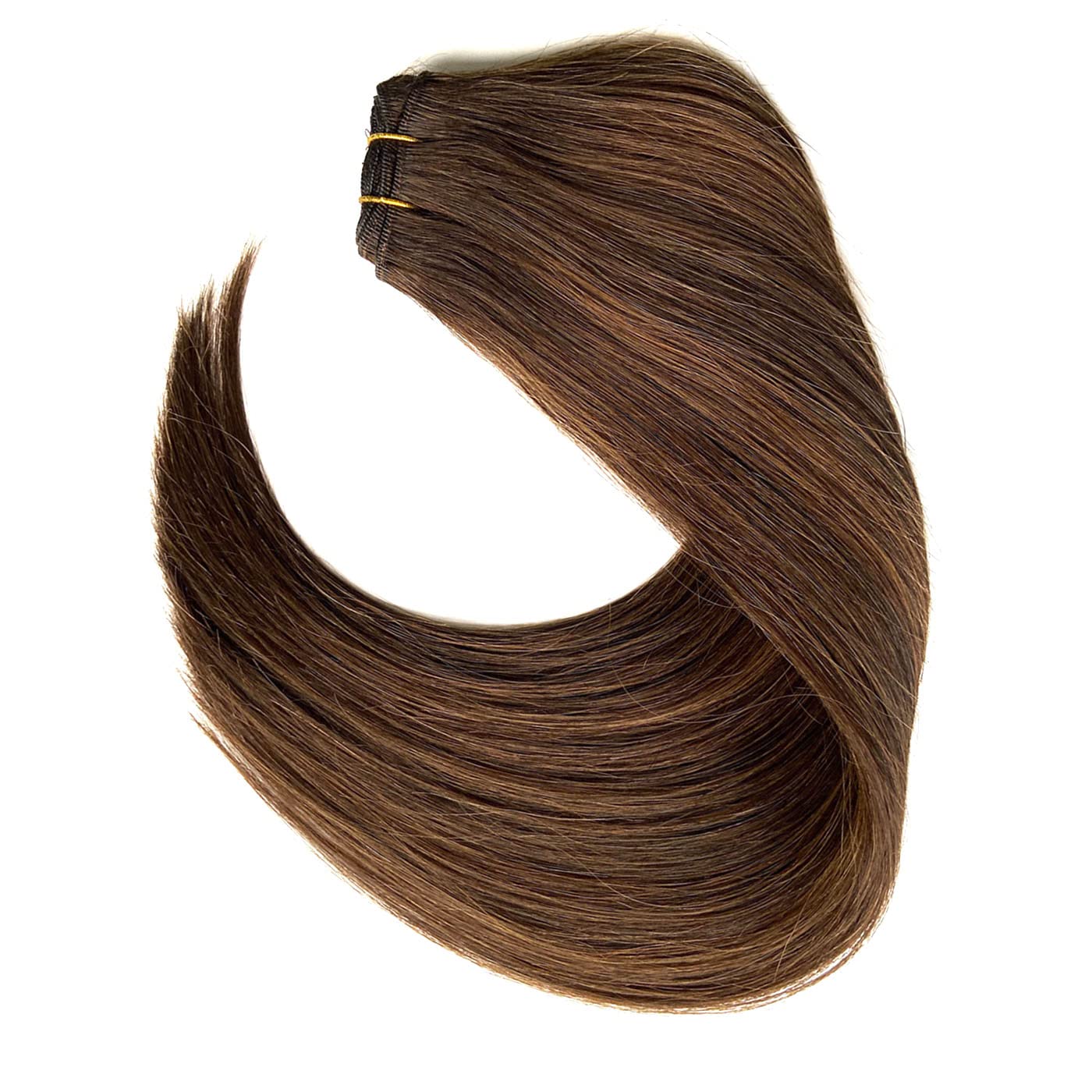 20 Inch 100G Real Human Hair Extensions - Dark Brown Balayage Light Brown Hand-Tied Weft Bundles for Sew-In | Natural Looking Hair Extensions for Women | Perfect for Daily Styling, Special Occasions & Volume Boost