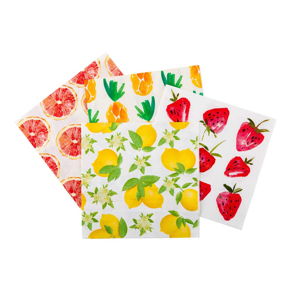 Premium 13 Inch Lemon Design Printed Paper Napkins - 500 Count 3-Ply Textured Edge White Luncheon Napkins for Restaurants, Parties & Catering Events | Soft, Strong & Decorative Tableware for Weddings, BBQs & Special Occasions